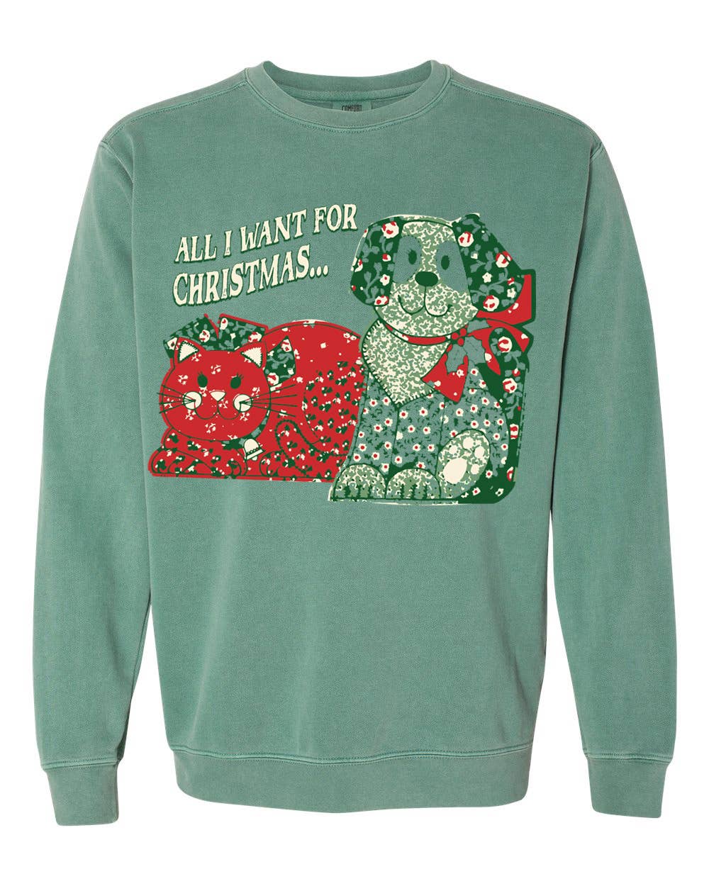 All I Want For Christmas Light Green Graphic Sweatshirt T-Shirts, Hoodie | PodTeesHub.com