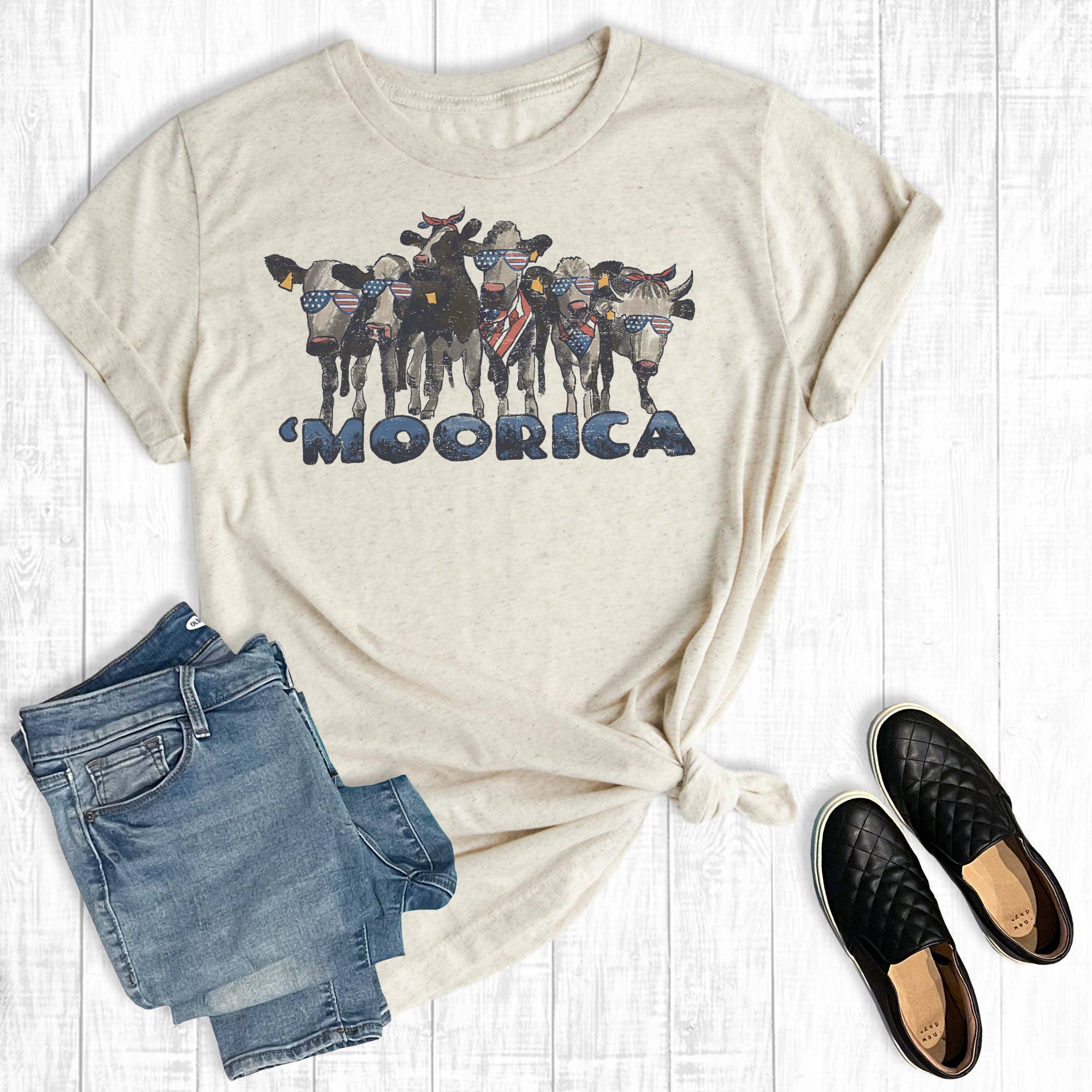 4th of July America Cows Graphic Tee Hoodie, Sweatshirt | PodTeesHub.com