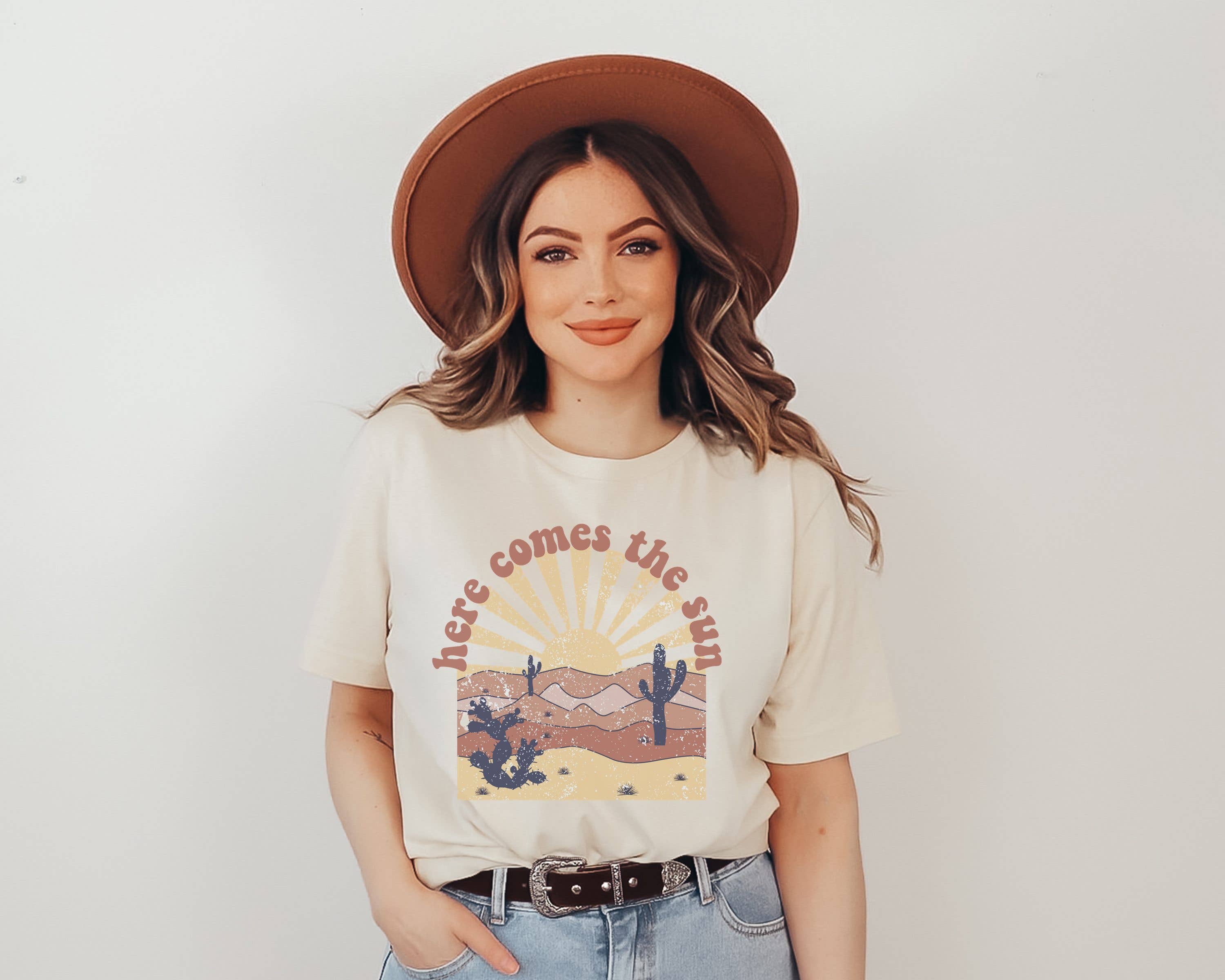 Here Comes the Sun Desert Graphic Tee Hoodie, Sweatshirt | PodTeesHub.com