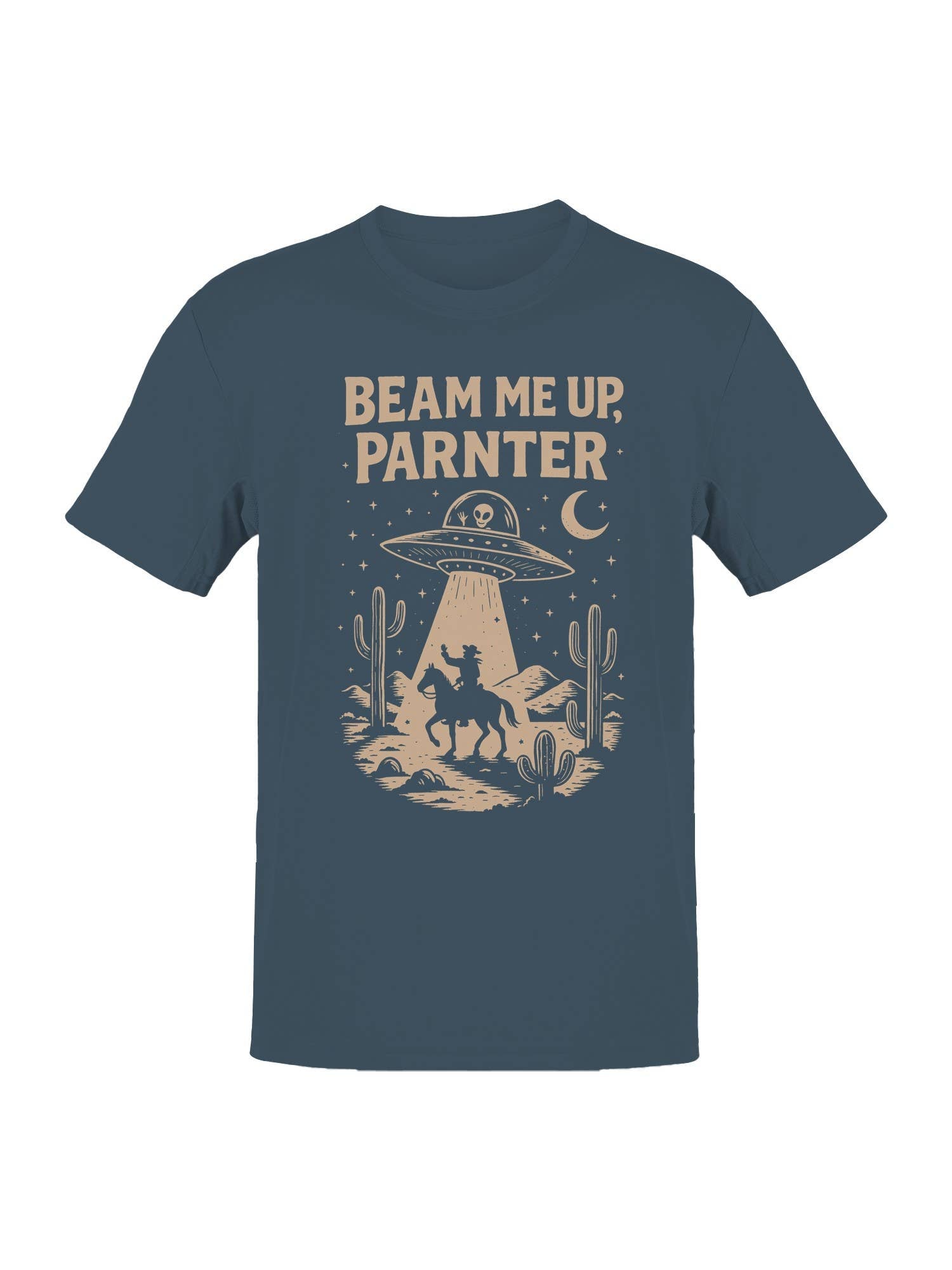 Beam Me Up, Parner Ufo Cowboy Men's T-Shirt Hoodie, Sweatshirt | PodTeesHub.com