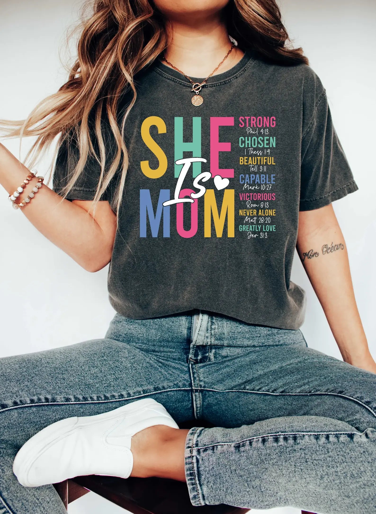 She Is Mom T-Shirt, Bible Verse Shirt, Religious Shirt Hoodie, Sweatshirt | PodTeesHub.com