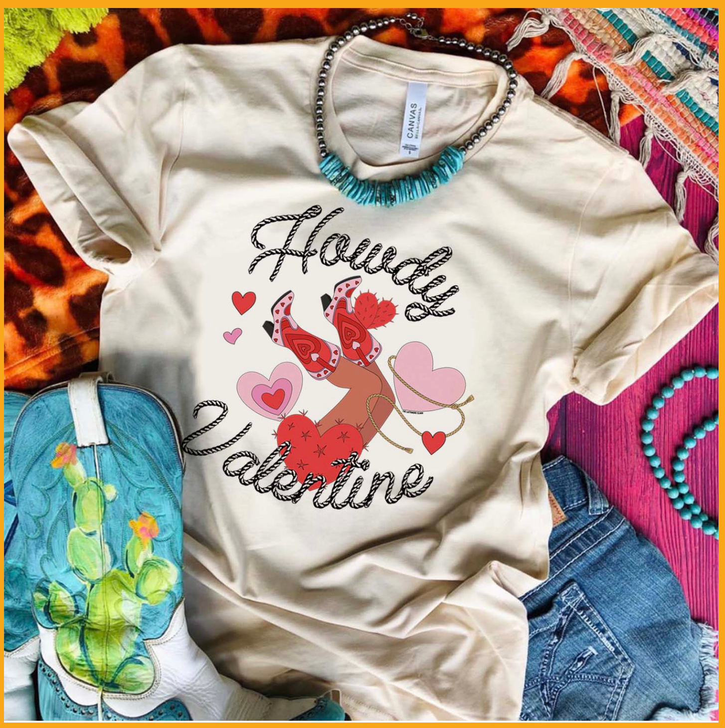 Howdy Valentines- Cream Tee Hoodie, Sweatshirt | PodTeesHub.com