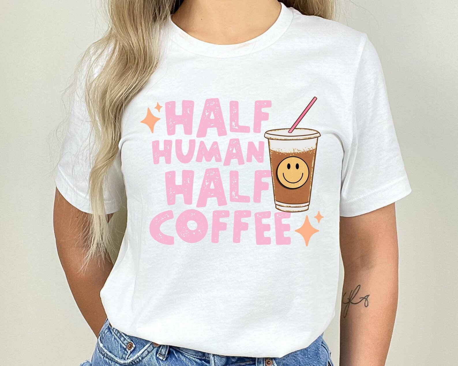 Half Human Half Coffee T-Shirt Hoodie, Sweatshirt | PodTeesHub.com