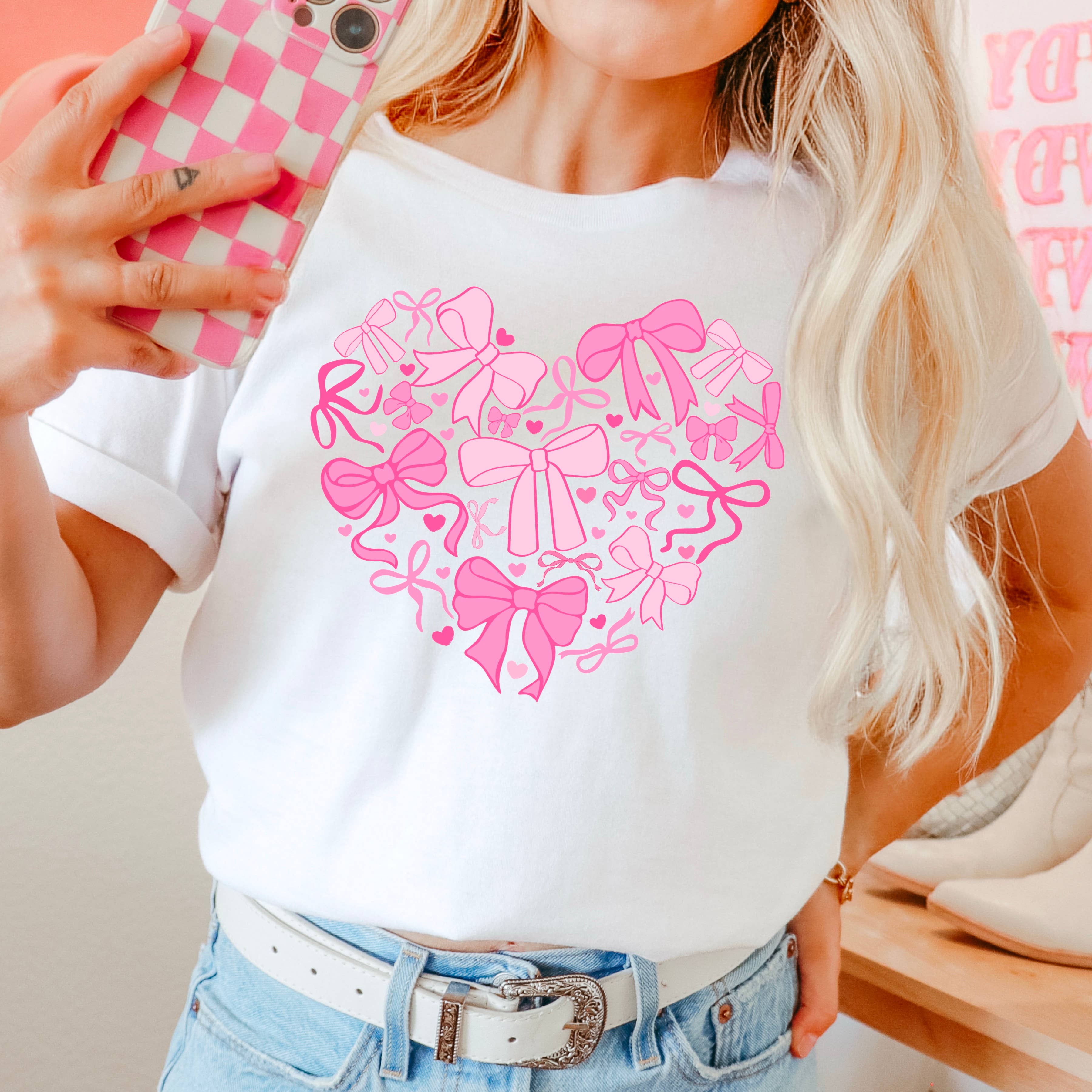 Heart of Coquette Bows Graphic Tee | Comfort Colors Hoodie, Sweatshirt | PodTeesHub.com