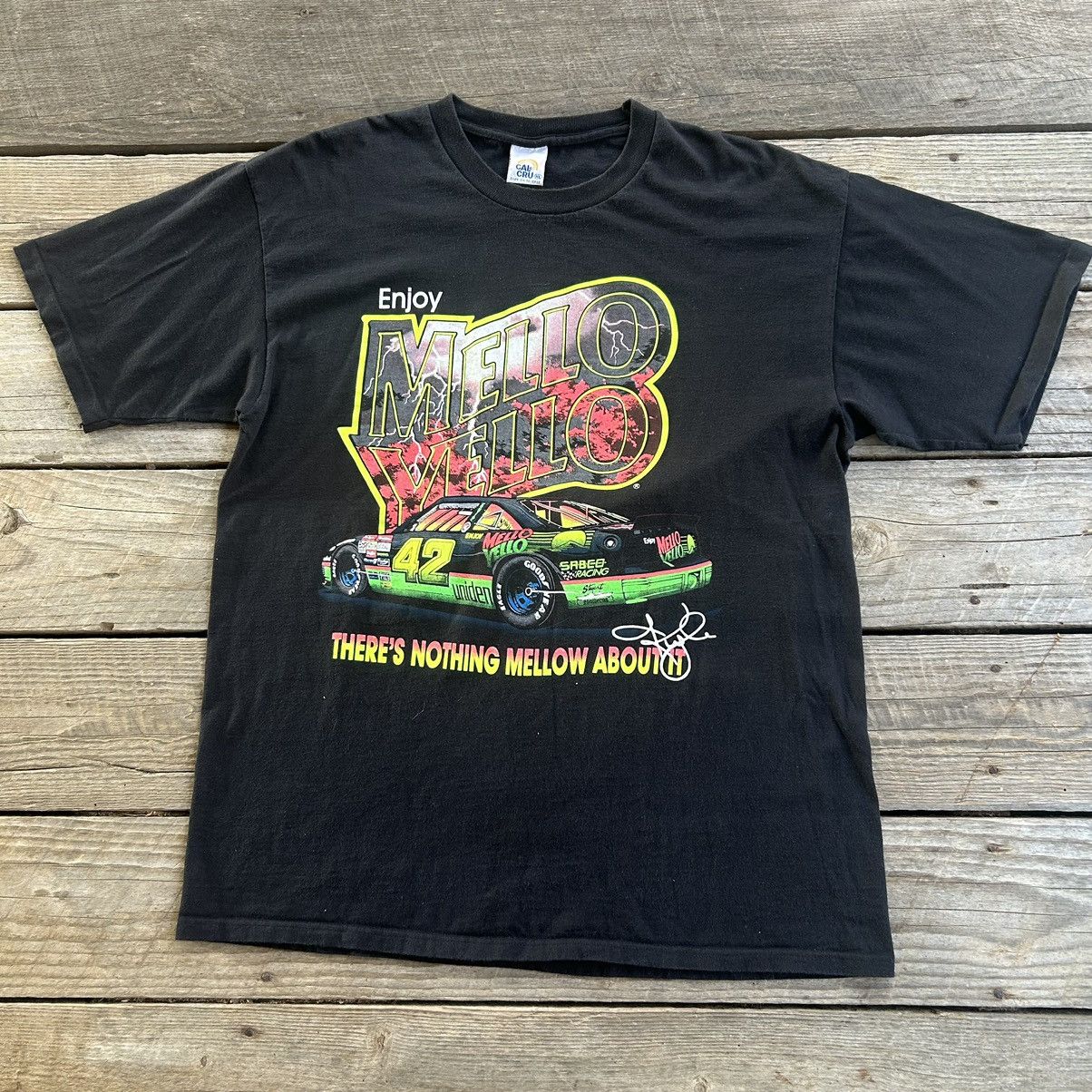 Vintage 90s Nascar Mello Yello Lightning Print Racing Shirt Hoodie, Sweatshirt | PodTeesHub.com