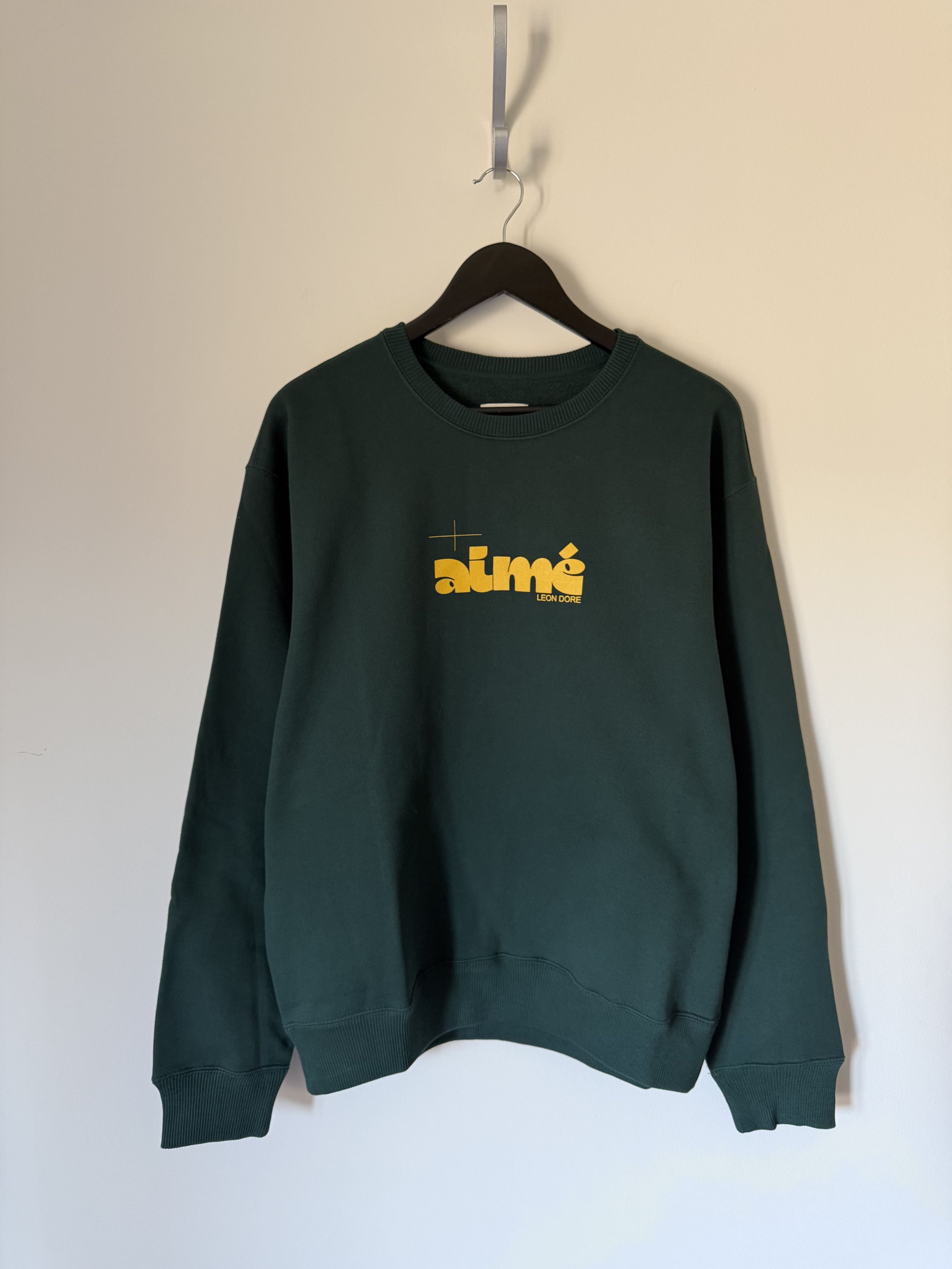 Leon Dore Aime Leon Dore Drafting Logo Crewneck Sweatshirt In Green T-Shirts, Hoodie | PodTeesHub.com
