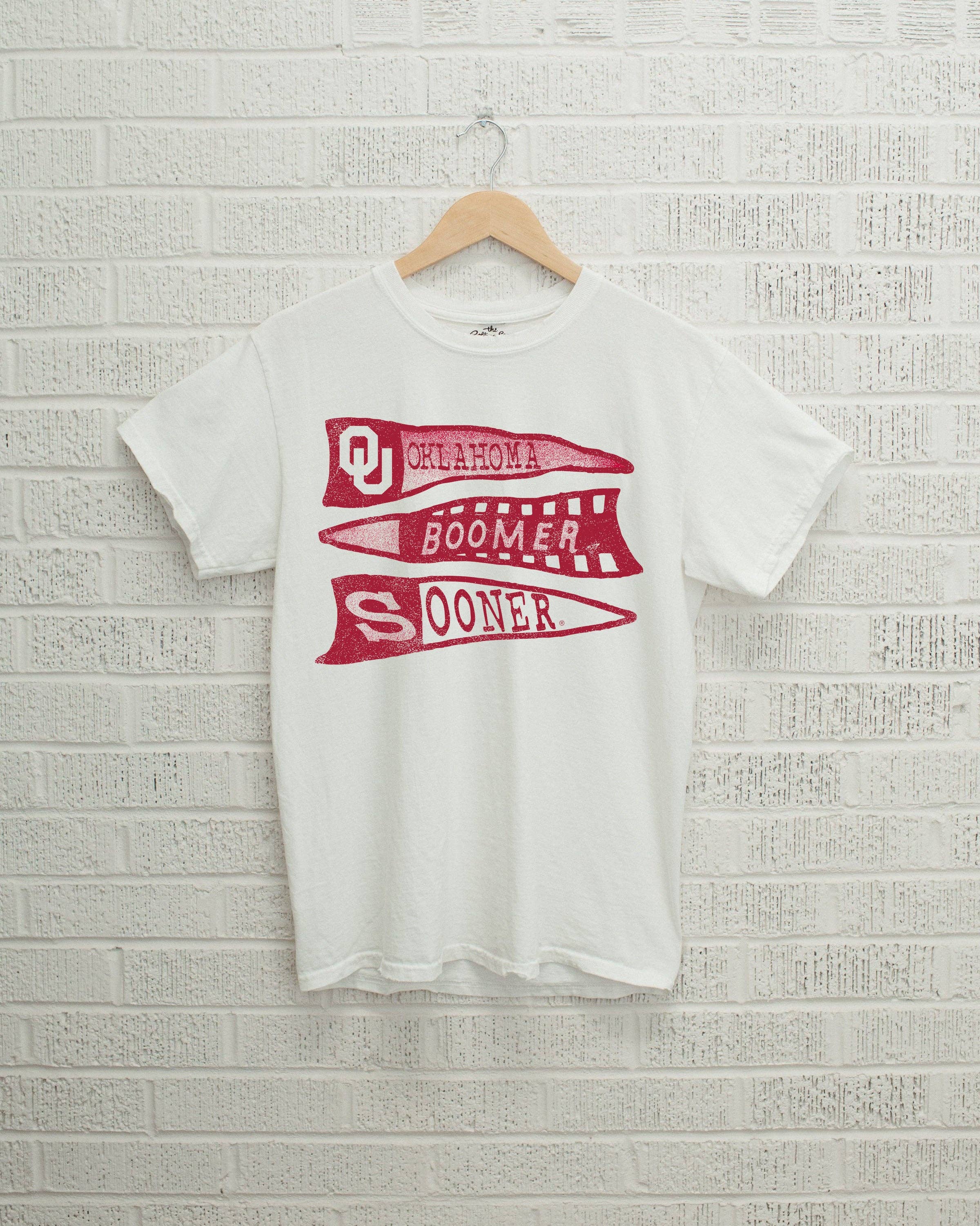 Ou Oklahoma Sooners Pennant White Comfort Colors Tee Hoodie, Sweatshirt | PodTeesHub.com