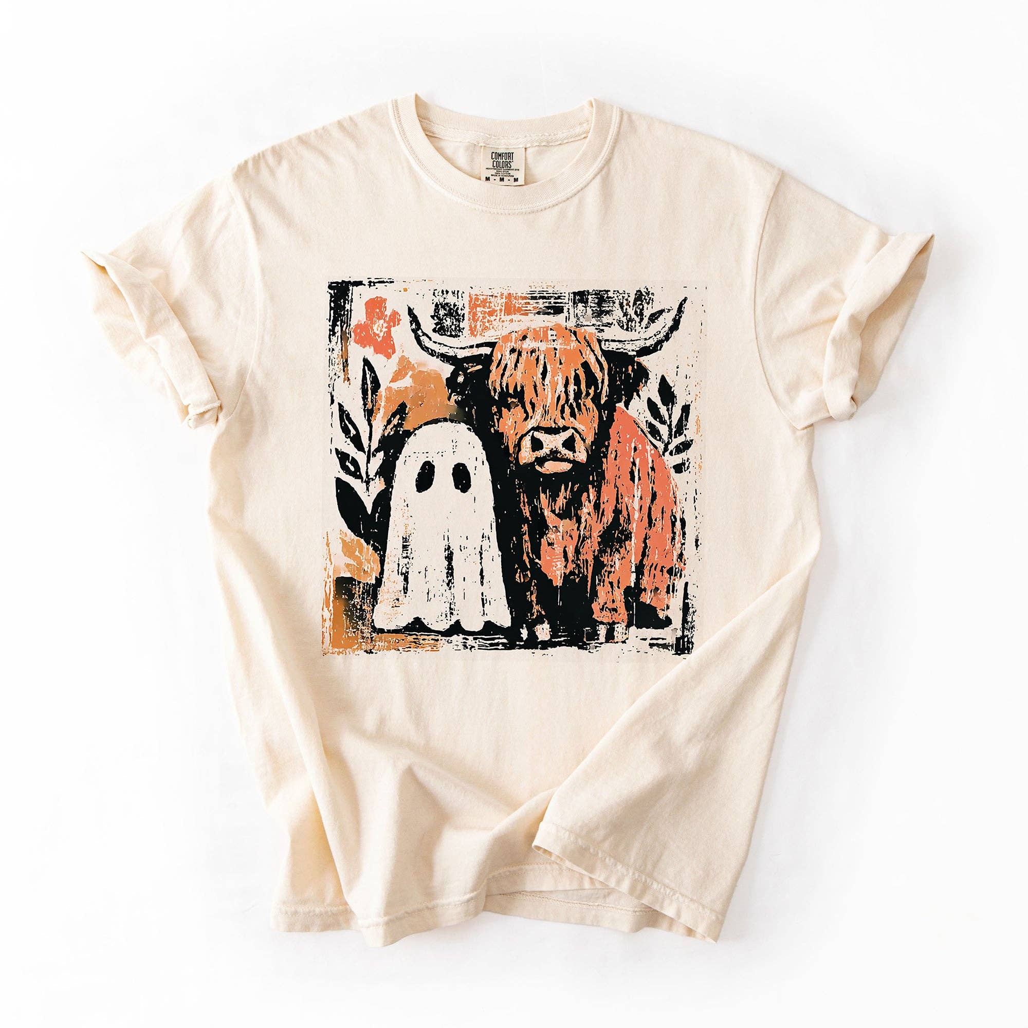 Ghost and Cow, Cute, Autumn, Halloween, Spooky, Fall T-Shirt Hoodie, Sweatshirt | PodTeesHub.com