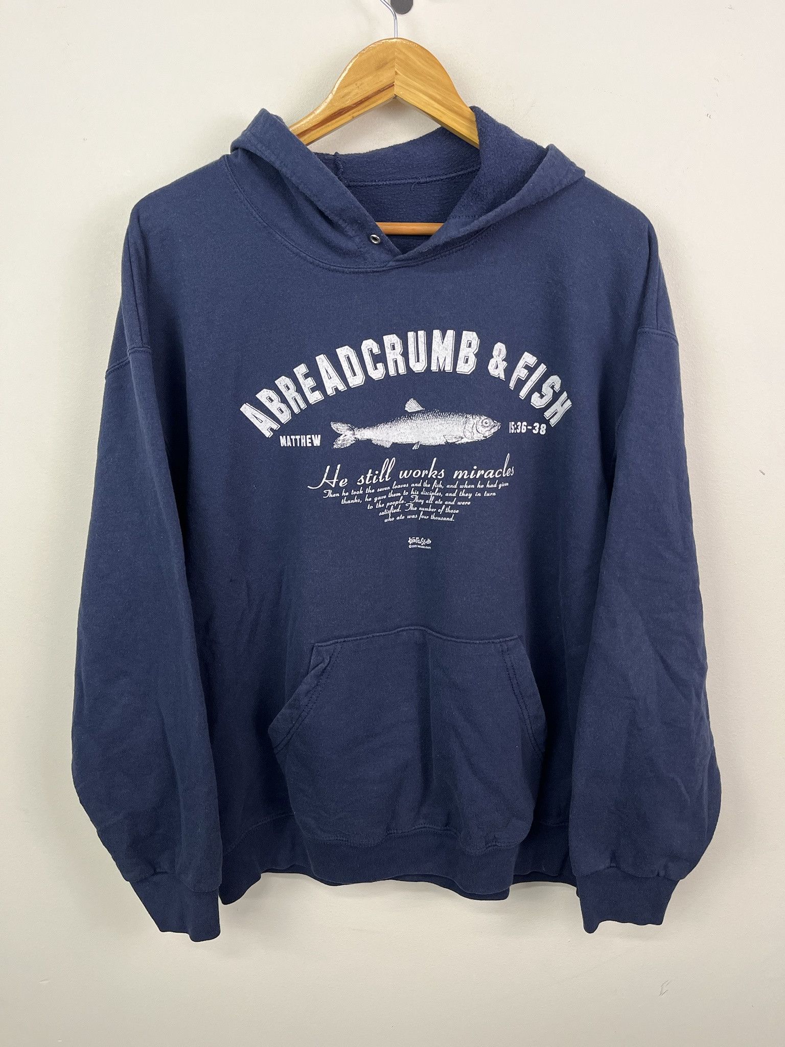 Vintage Y2k Jesus Christian Abreadcrumbs Fish Pullover Hoodie Size Xl T-Shirts, Sweatshirt | PodTeesHub.com