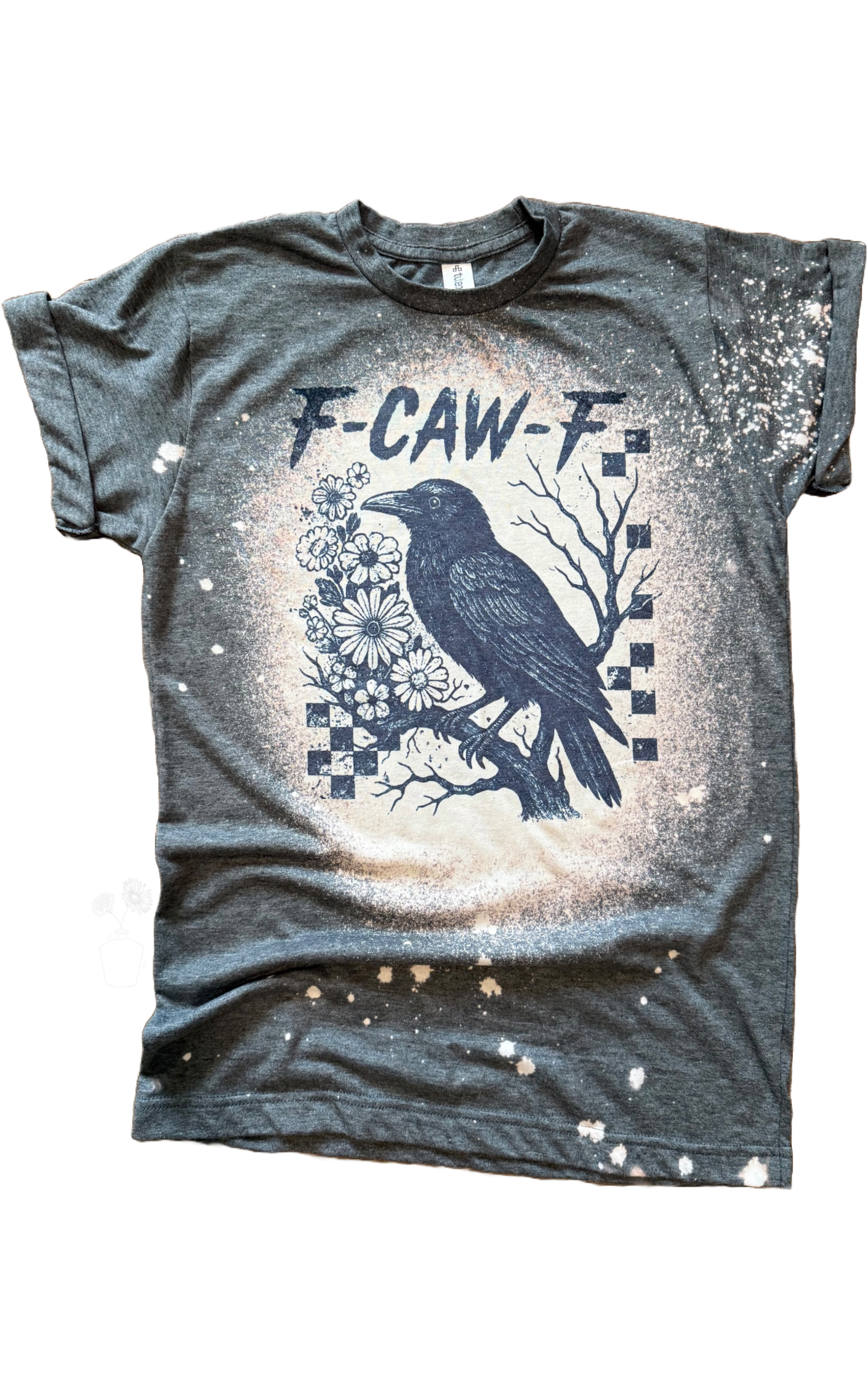F-Caw-F Raven Checkered Bleached Tee Hoodie, Sweatshirt | PodTeesHub.com