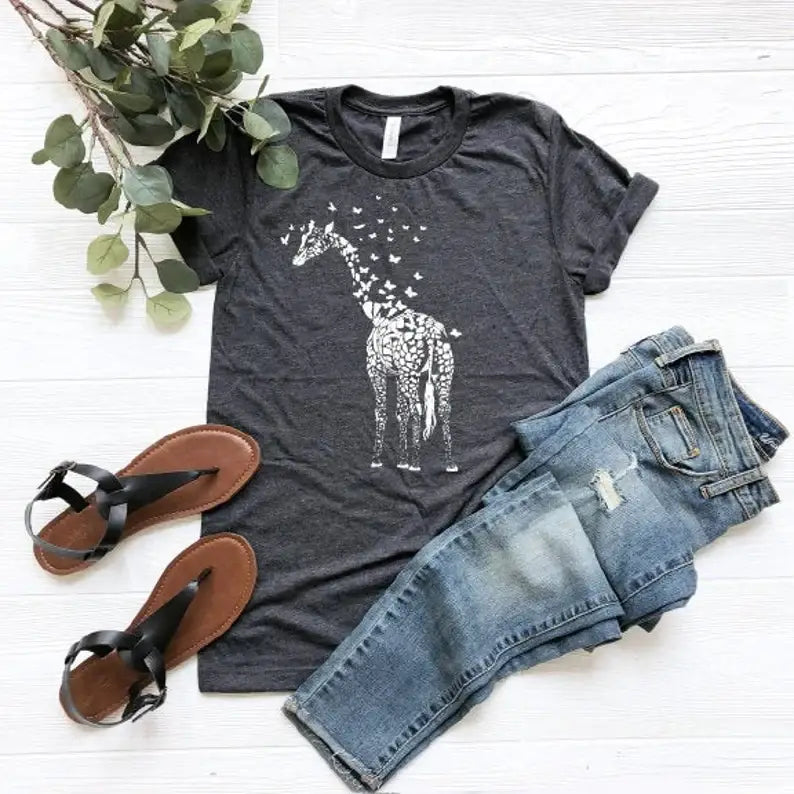 Giraffe and Butterfly T-Shirt Hoodie, Sweatshirt | PodTeesHub.com