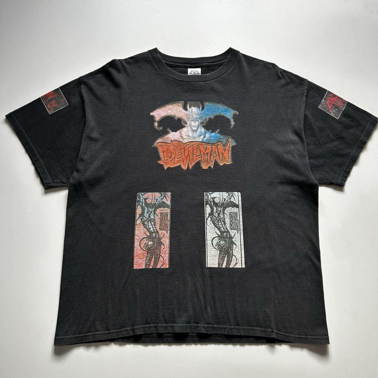 Vintage Devilman Anime T Shirt Xl Y2k Test Print Sun Faded Hoodie, Sweatshirt | PodTeesHub.com