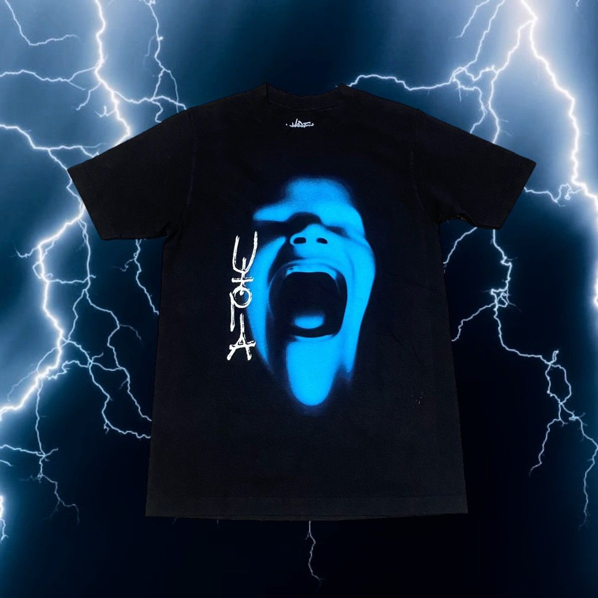 Scott Travis Scott Utopia Tee Iv Blue Face Hoodie, Sweatshirt | PodTeesHub.com