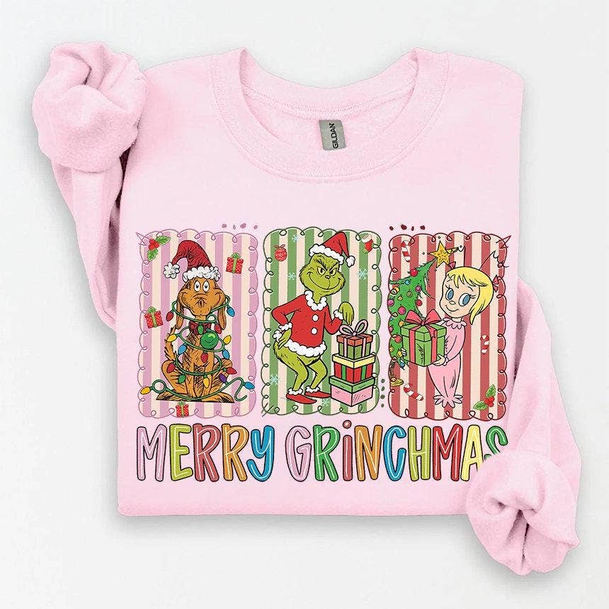 Preppy Glitter Christmas Characters Sweatshirt T-Shirts, Hoodie | PodTeesHub.com