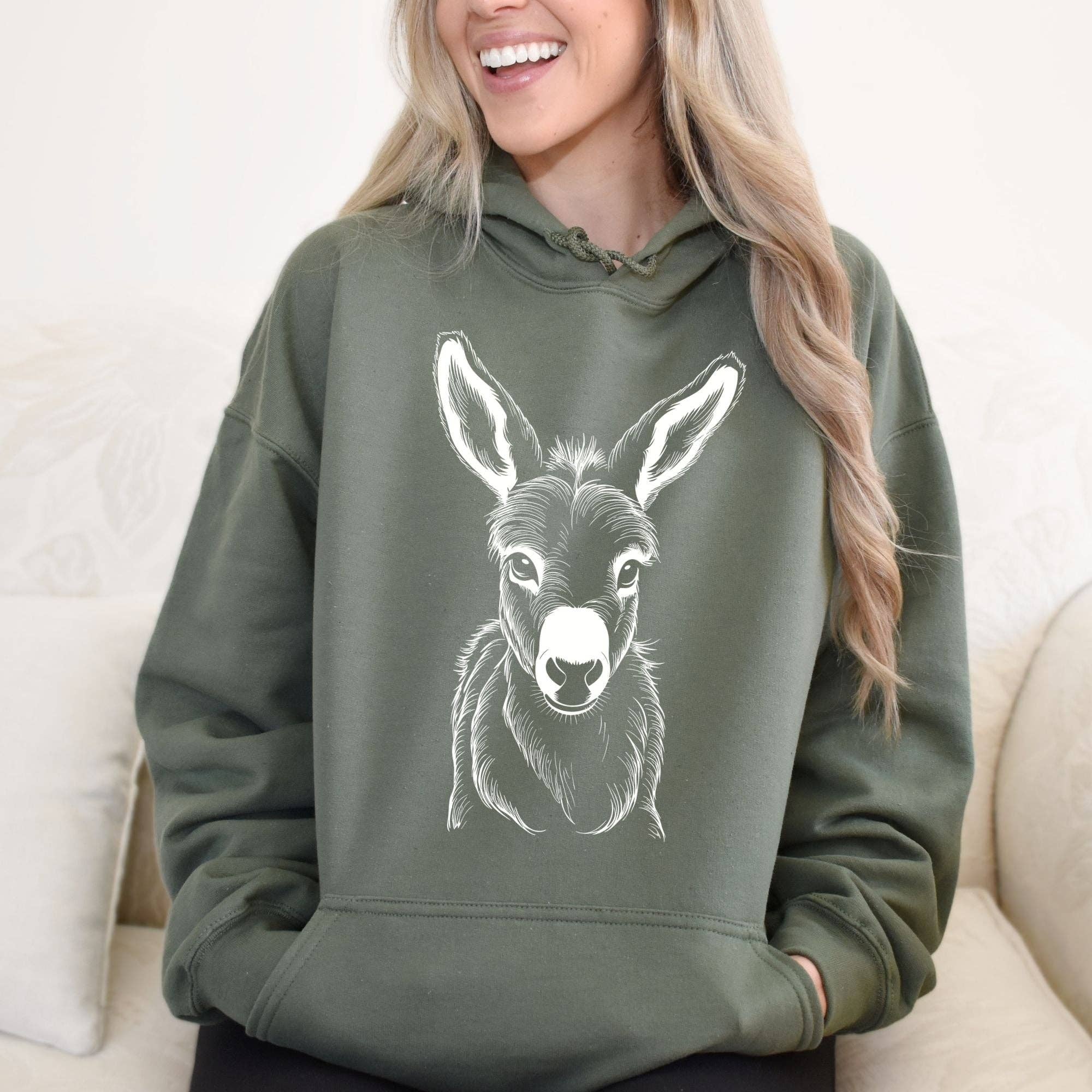 Cute Donkey Unisex Sweatshirt - Soft Hoodie or Crewneck T-Shirts | PodTeesHub.com