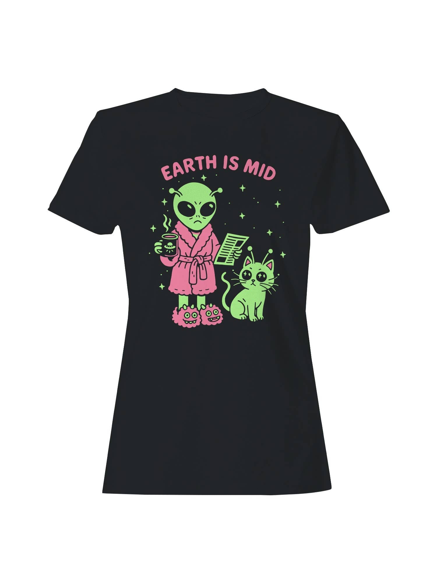 Alien Morning Routine Humor Design Women's T-Shirt Hoodie, Sweatshirt | PodTeesHub.com
