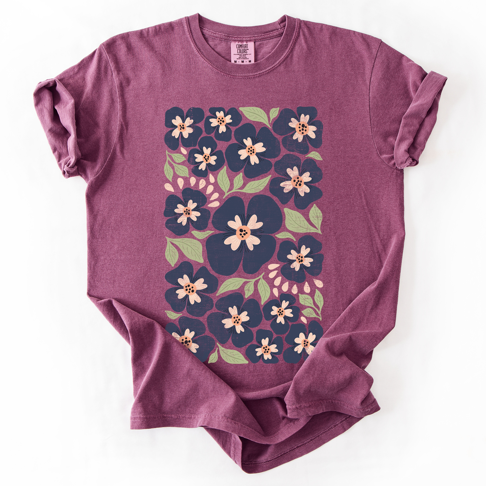 Blue Wildflower Allover Floral, Vintage Boho, Nature T-Shirt Hoodie, Sweatshirt | PodTeesHub.com