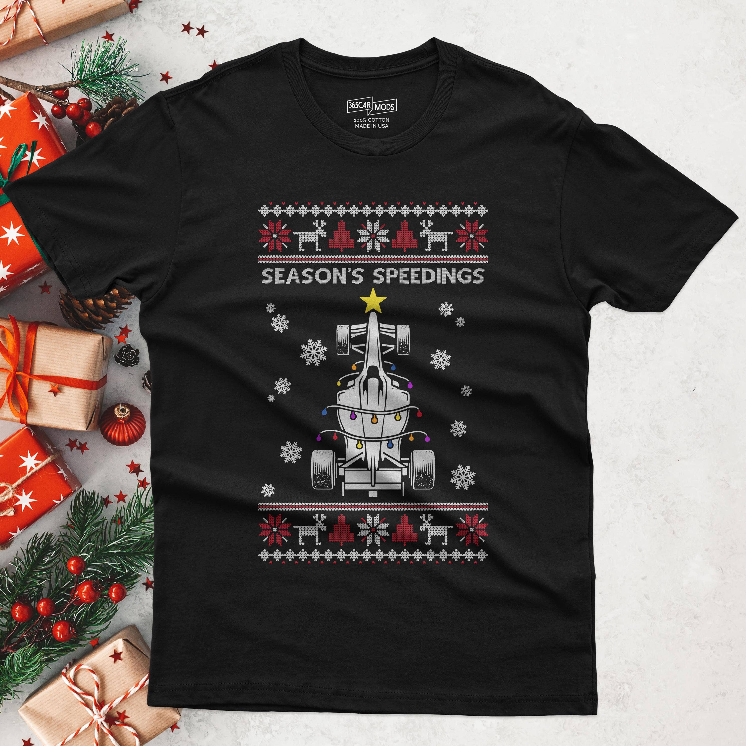 F1 Car Christmas Tree T-Shirt, Funny Motorsport Gift Hoodie, Sweatshirt | PodTeesHub.com
