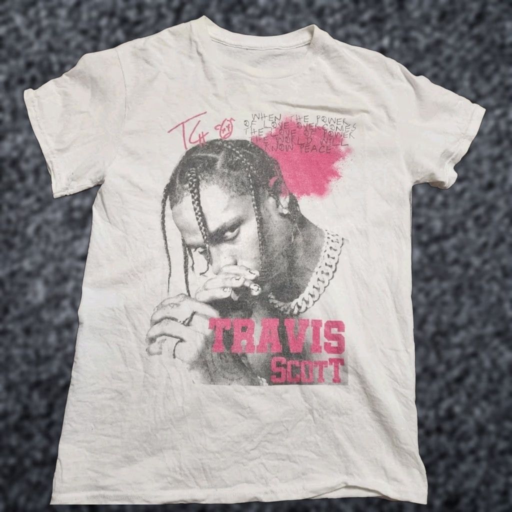 Travis Scott Vintage Custommade Men T Shirt Short Sleeve Crew Neck Cotton White Travis Scott Power O Hoodie, Sweatshirt