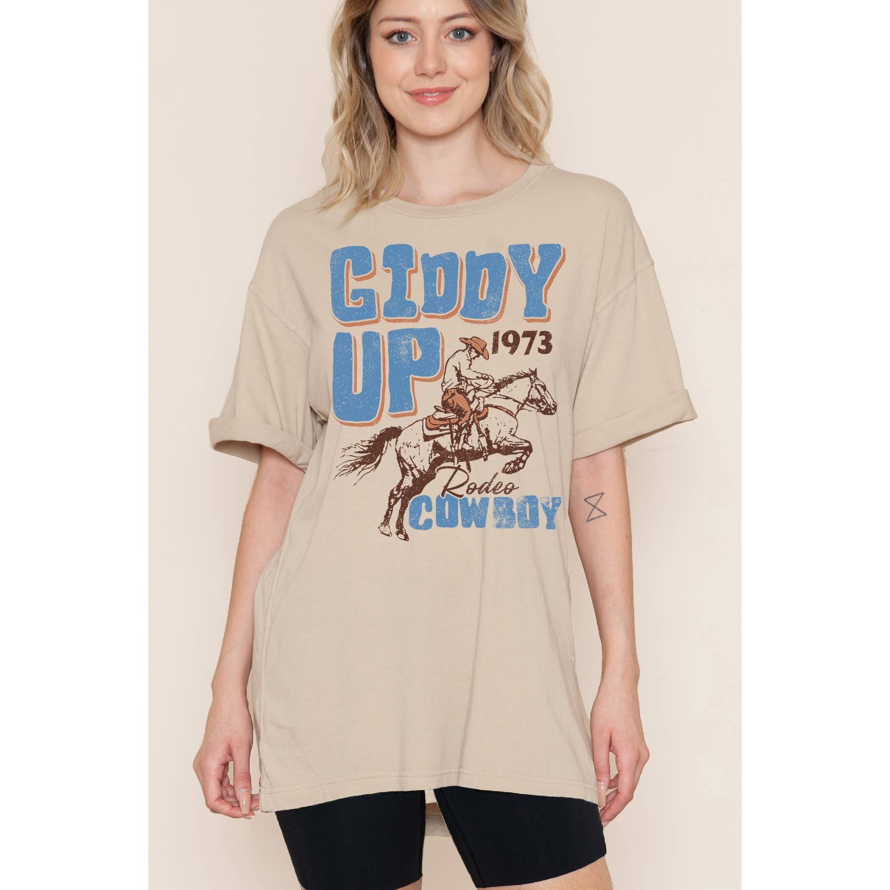 Giddy Up Rodeo Cowboy Oversized Unisex Tee Hoodie, Sweatshirt | PodTeesHub.com