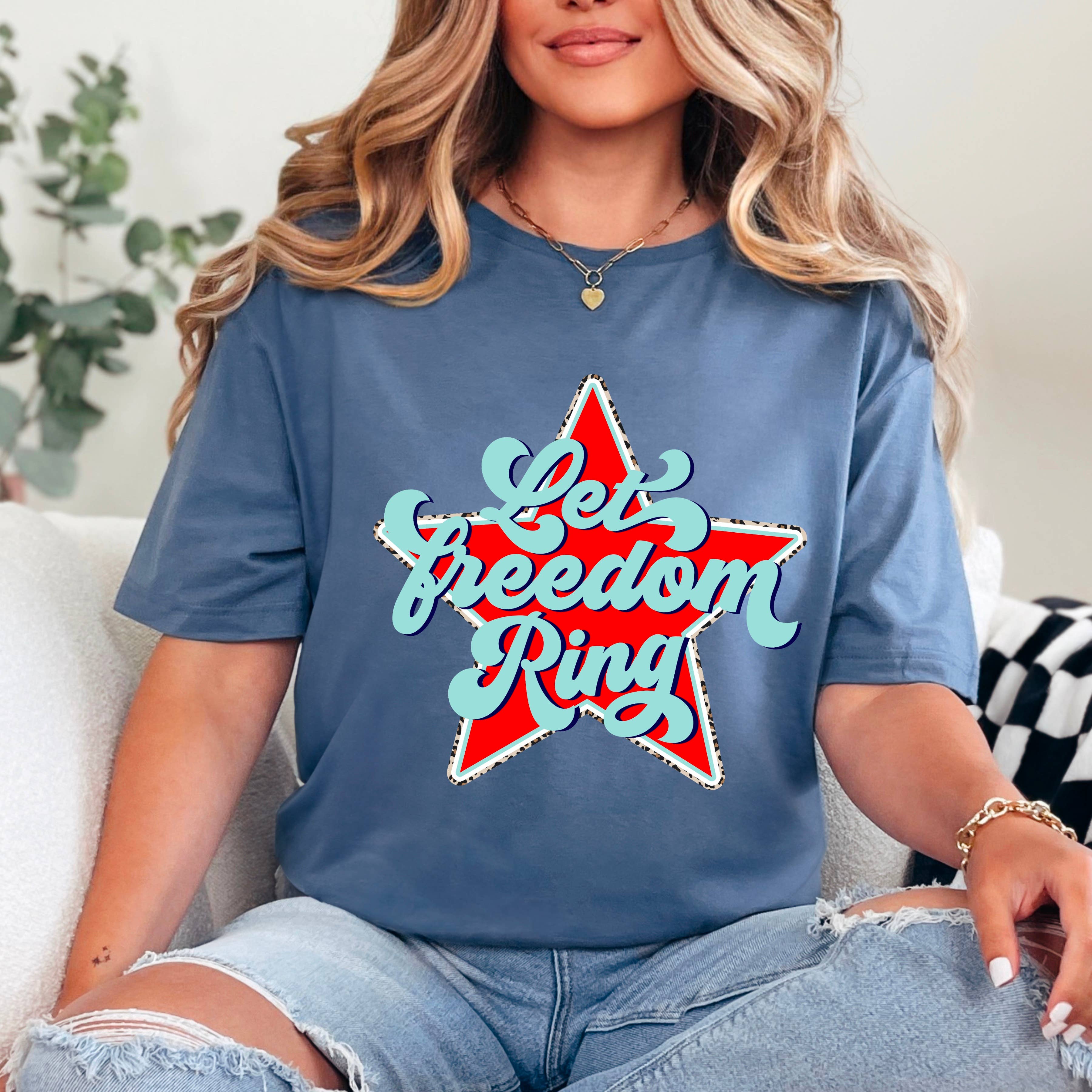 Let Freedom Ring | July 4th Graphic Tee | Gildan Hoodie, Sweatshirt | PodTeesHub.com