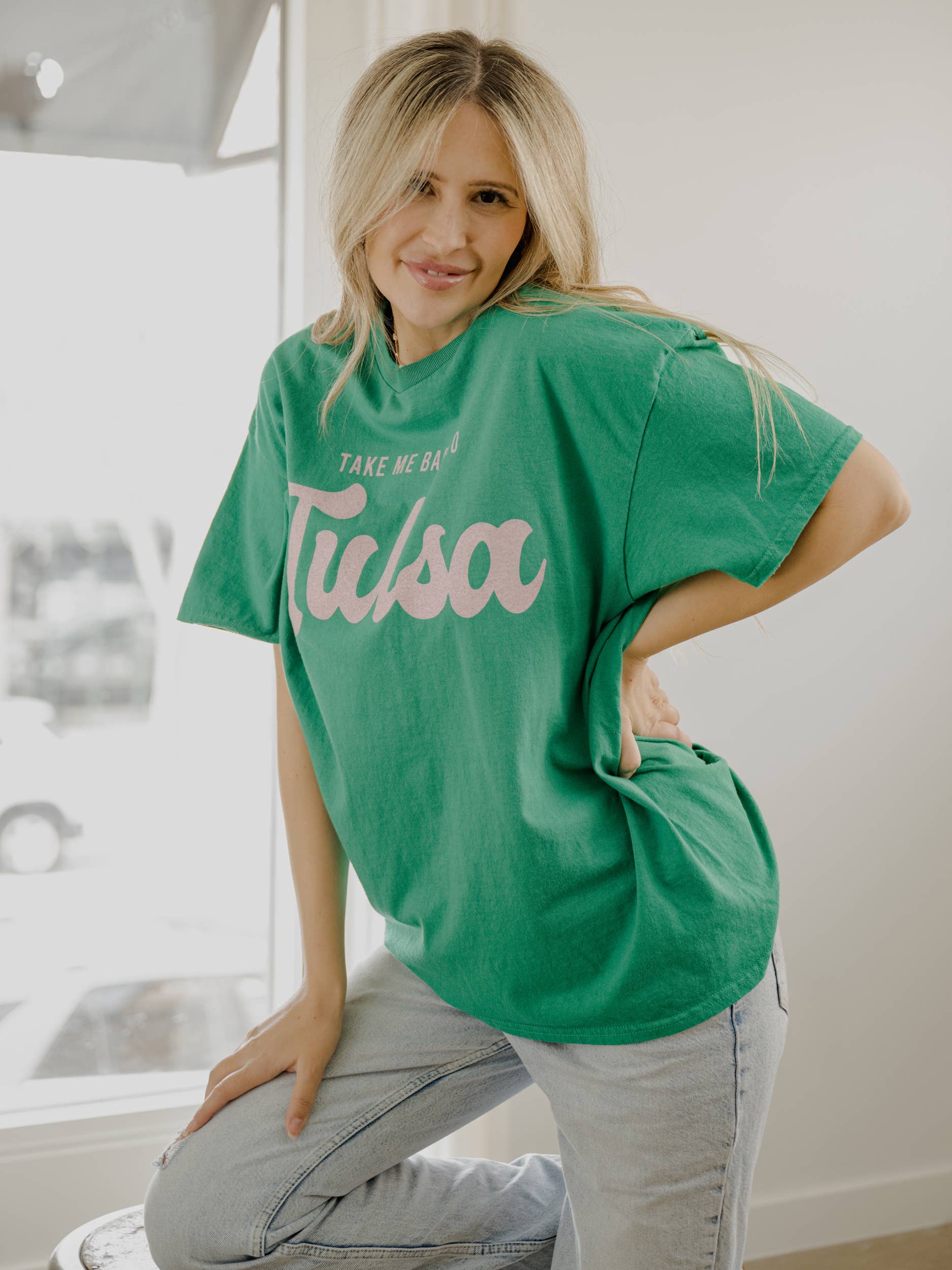 Take Me Back To Tulsa Green Thrifted Tee Hoodie, Sweatshirt | PodTeesHub.com