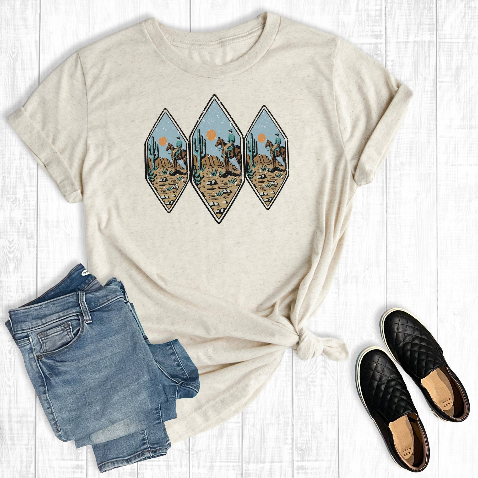 Western Desert Diamonds Graphic Tee Hoodie, Sweatshirt | PodTeesHub.com