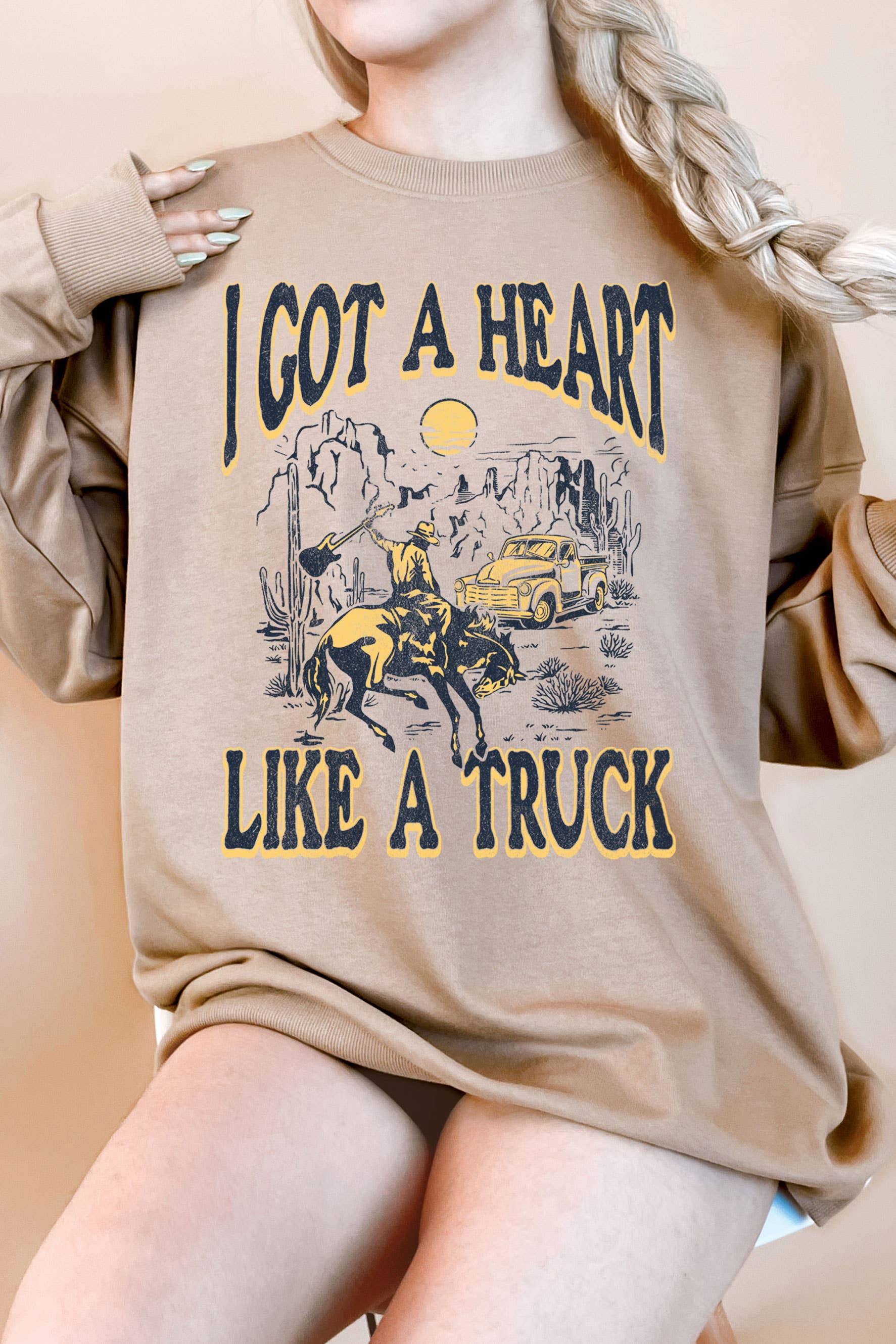 I Got A Heart Like A Truck Oversize Graphix Terry Sweatshirt T-Shirts, Hoodie | PodTeesHub.com