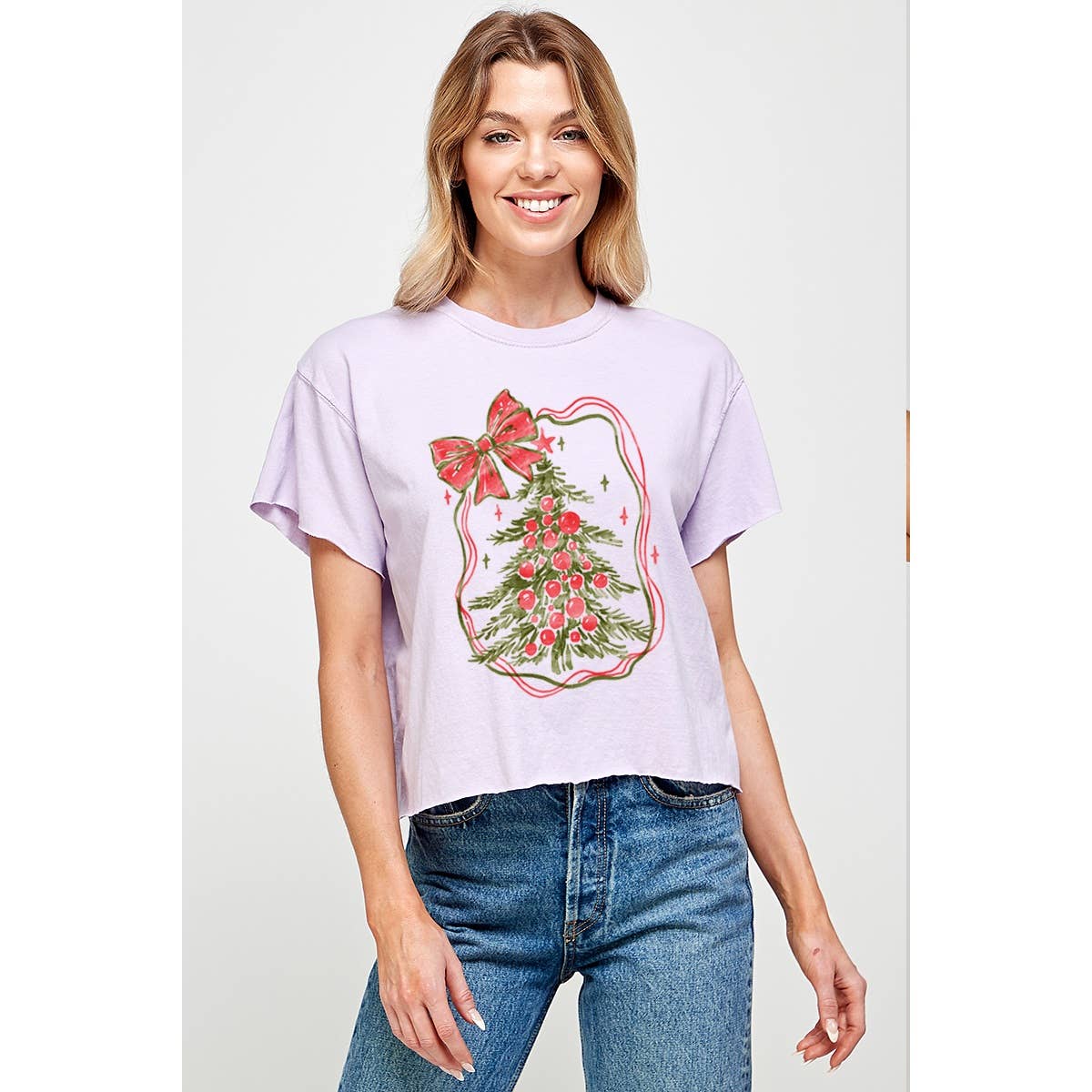 Christmas Tree Vintage Graphic Crop Tee Hoodie, Sweatshirt | PodTeesHub.com