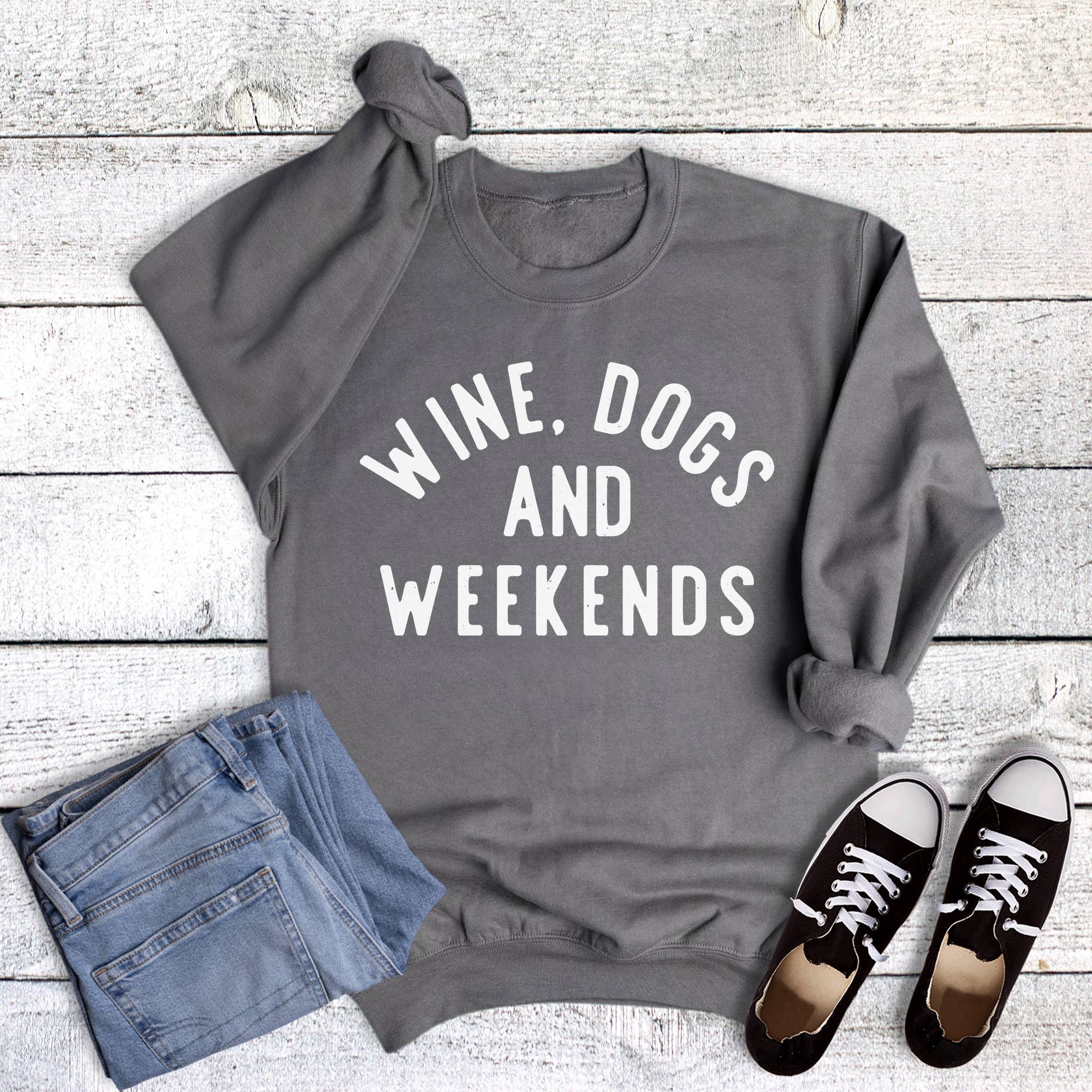 Wine Dogs and Weekends Sweatshirt T-Shirts, Hoodie | PodTeesHub.com