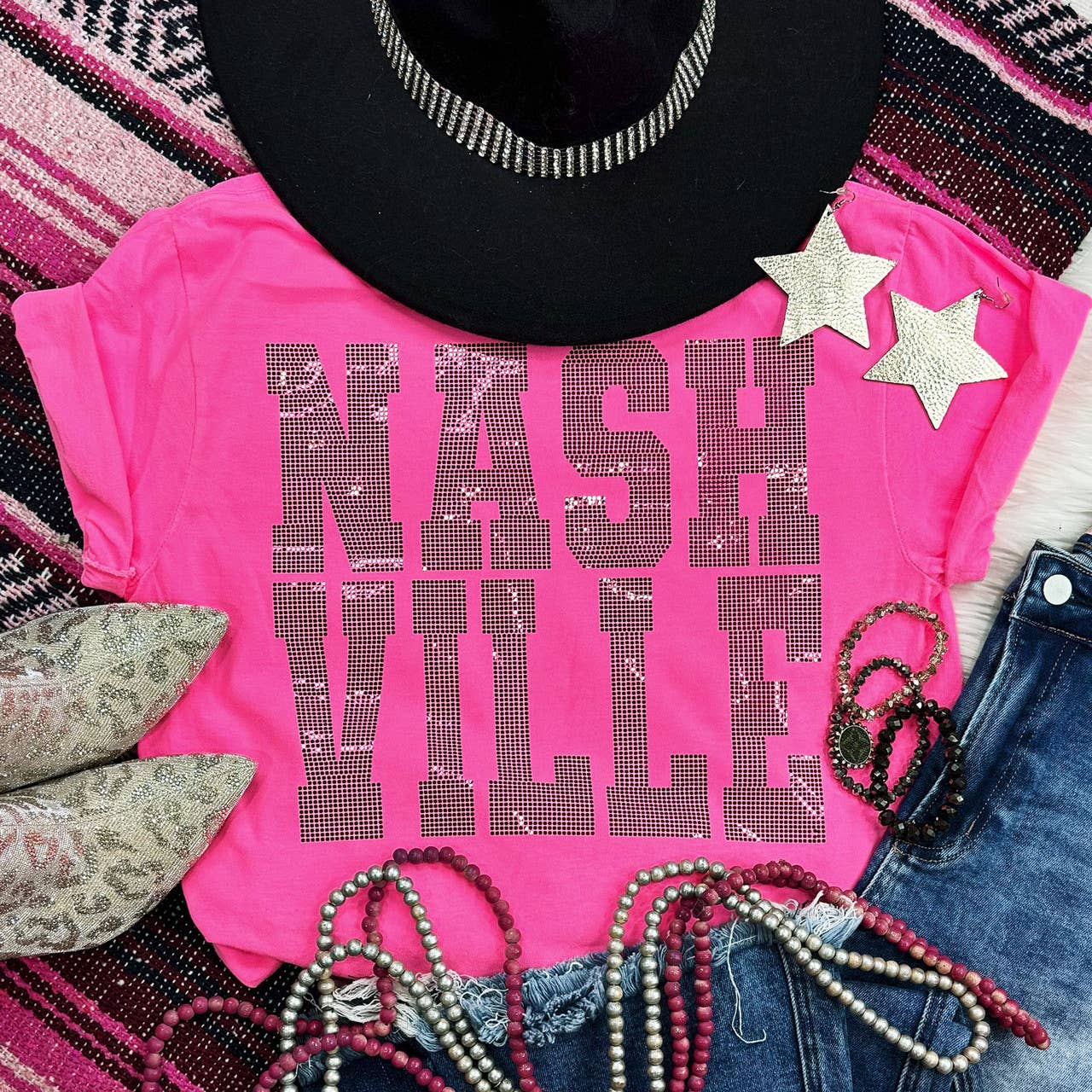 Spangled Nashville Transfer Pigment Dyed Tee Hoodie, Sweatshirt | PodTeesHub.com