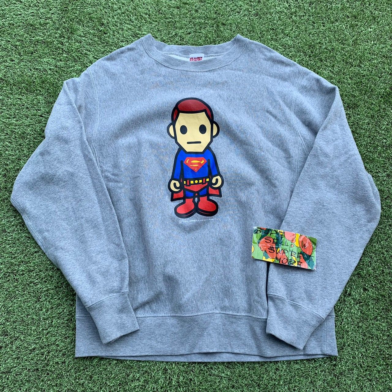 Bape Superman Print Crewneck Sweat Gray T-Shirts, Hoodie, Sweatshirt | PodTeesHub.com