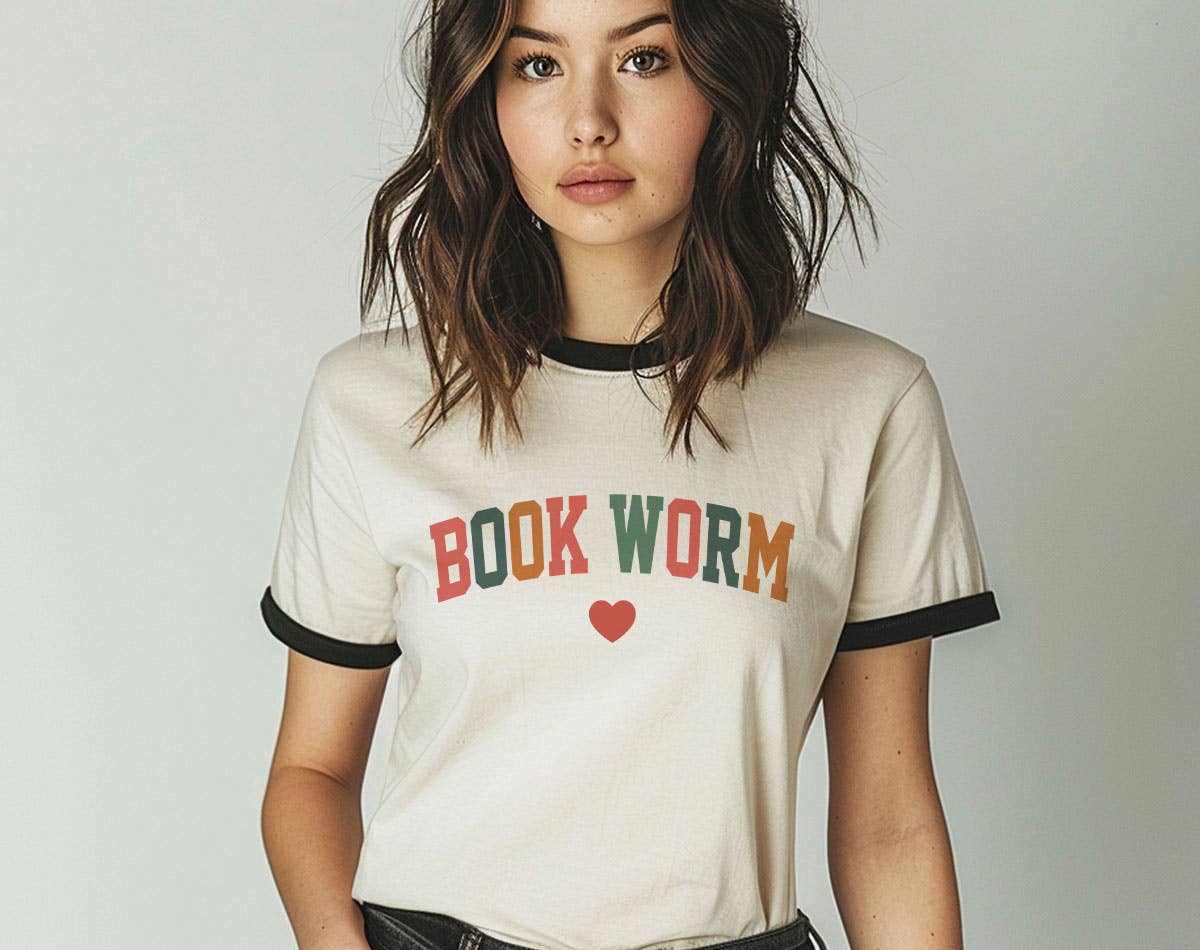 Bookworm Heart - Cute Book Reading Ringer Shirt Hoodie, Sweatshirt | PodTeesHub.com