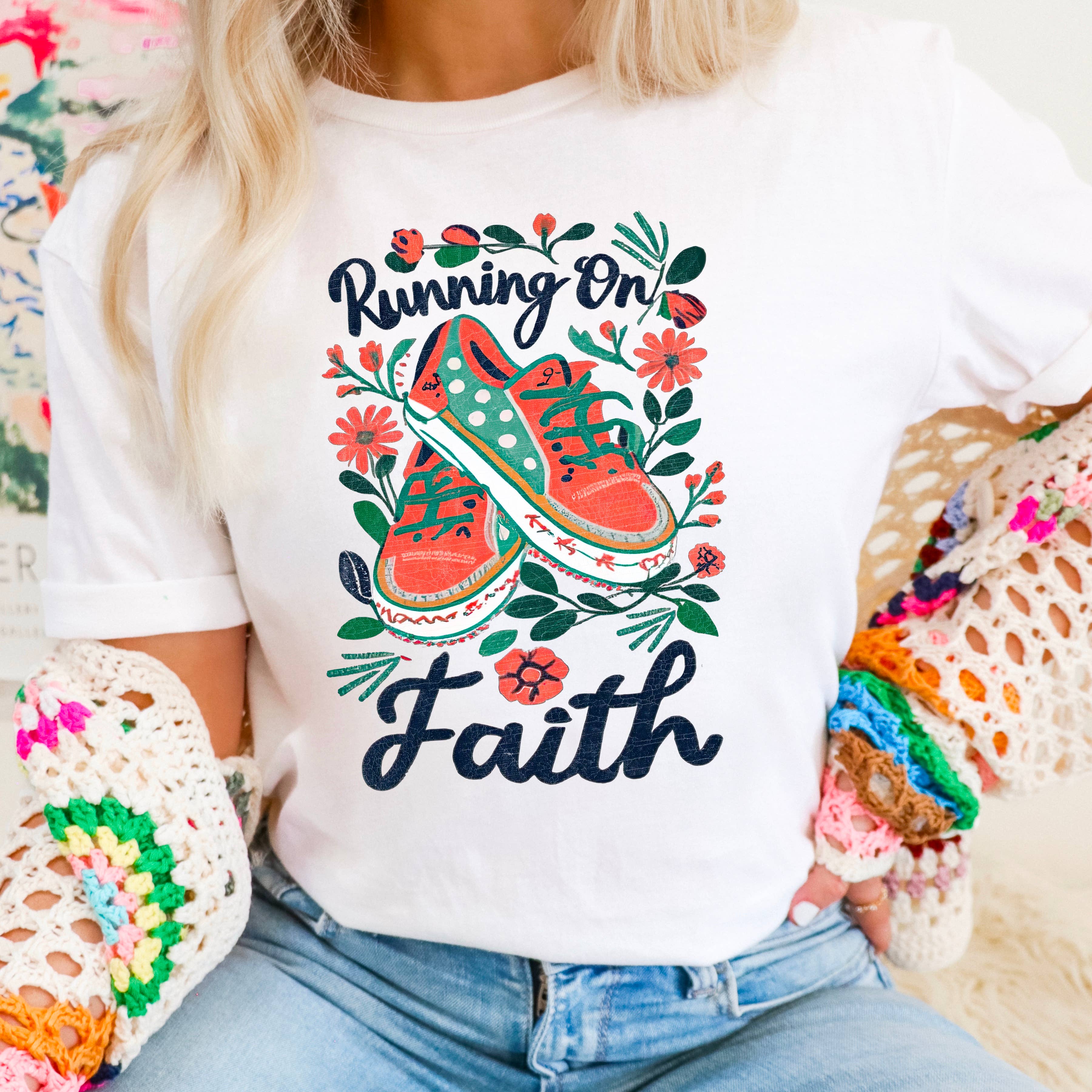 Running On Faith Christian Graphic Shirt | Gildan Hoodie, Sweatshirt | PodTeesHub.com