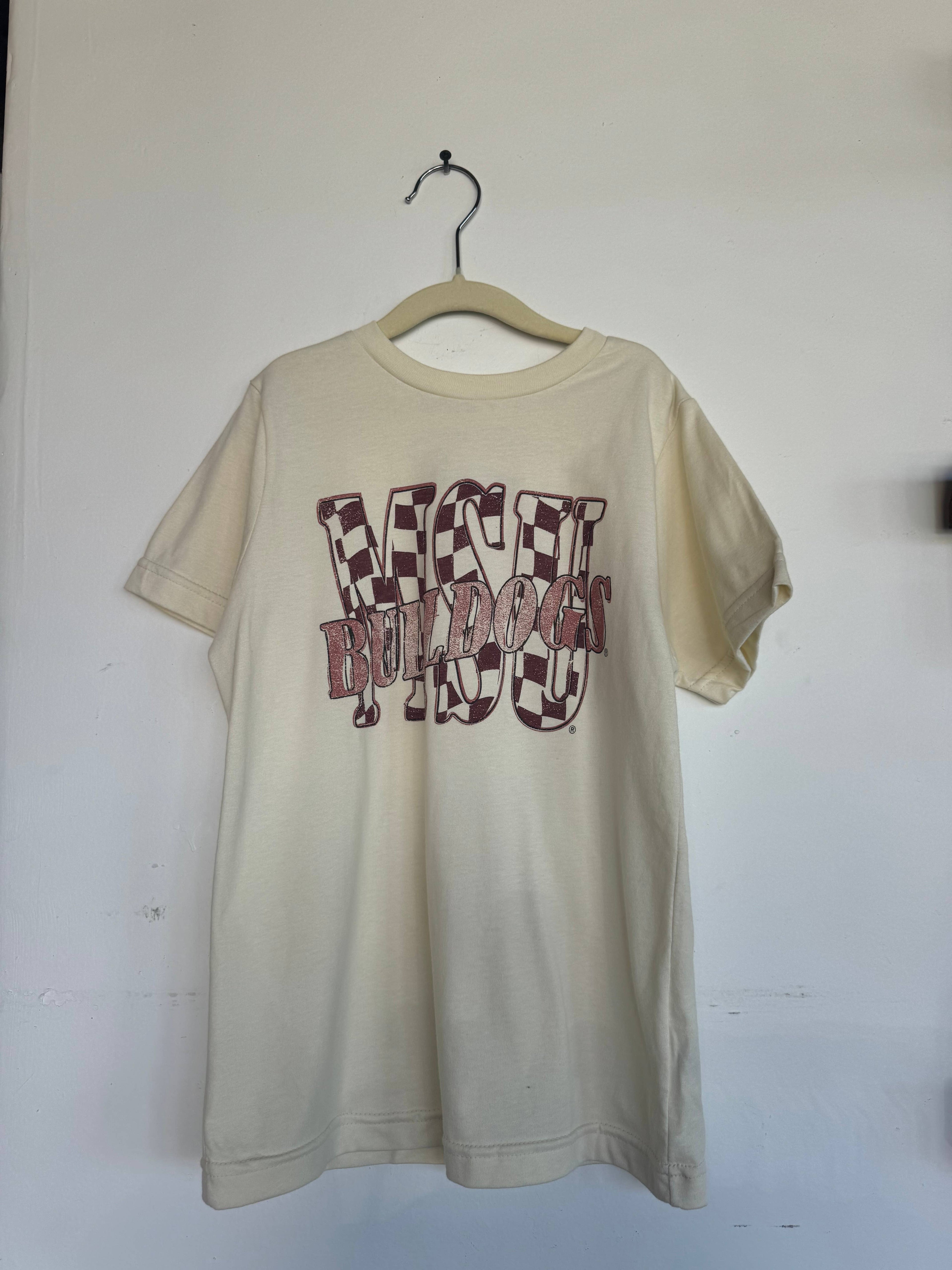 Children's Mississippi State Bulldogs Twisted Check Tee Hoodie, Sweatshirt | PodTeesHub.com