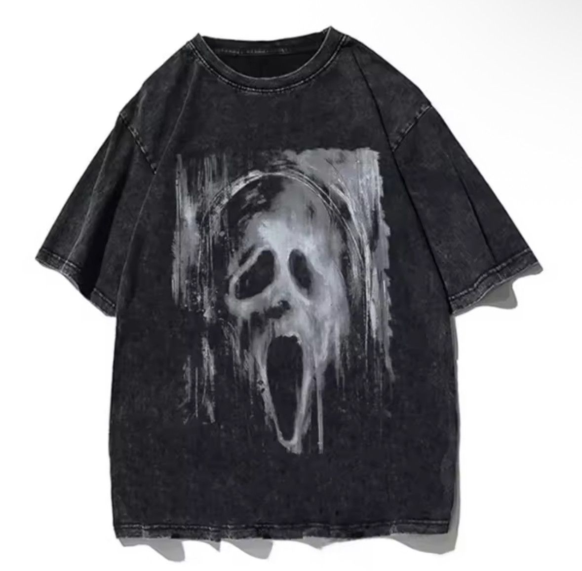 Other Vintage Goth Skull Scream Face Print Acid Washed T Shirt Hoodie, Sweatshirt | PodTeesHub.com