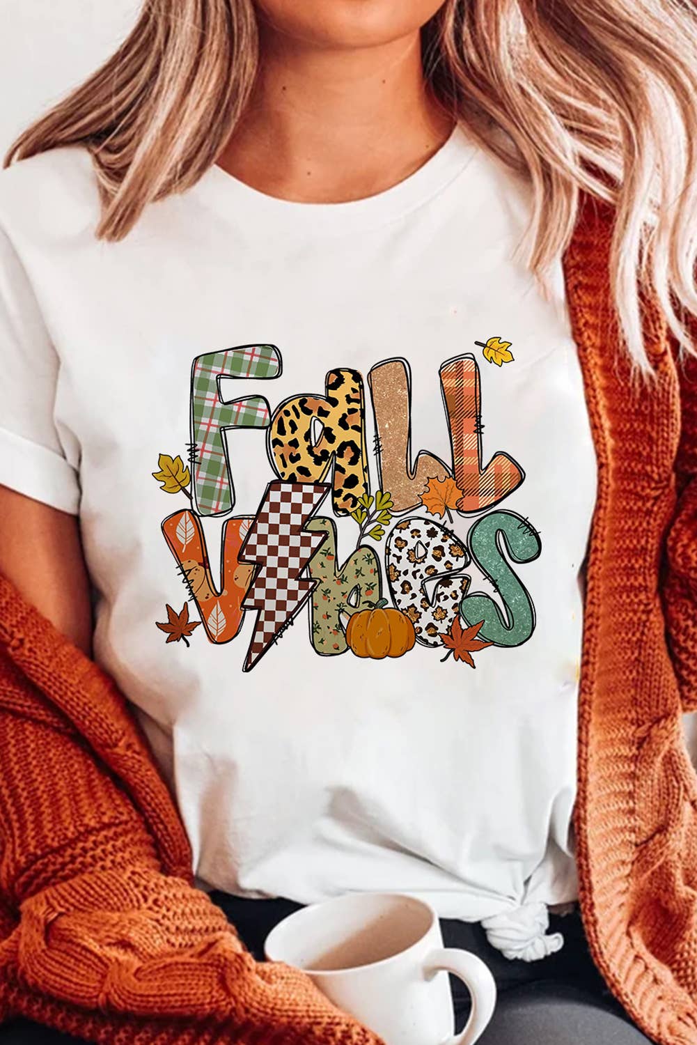 Graphic Fall Vibes Cotton Blend Casual T Shirt(S-3X) Hoodie, Sweatshirt | PodTeesHub.com
