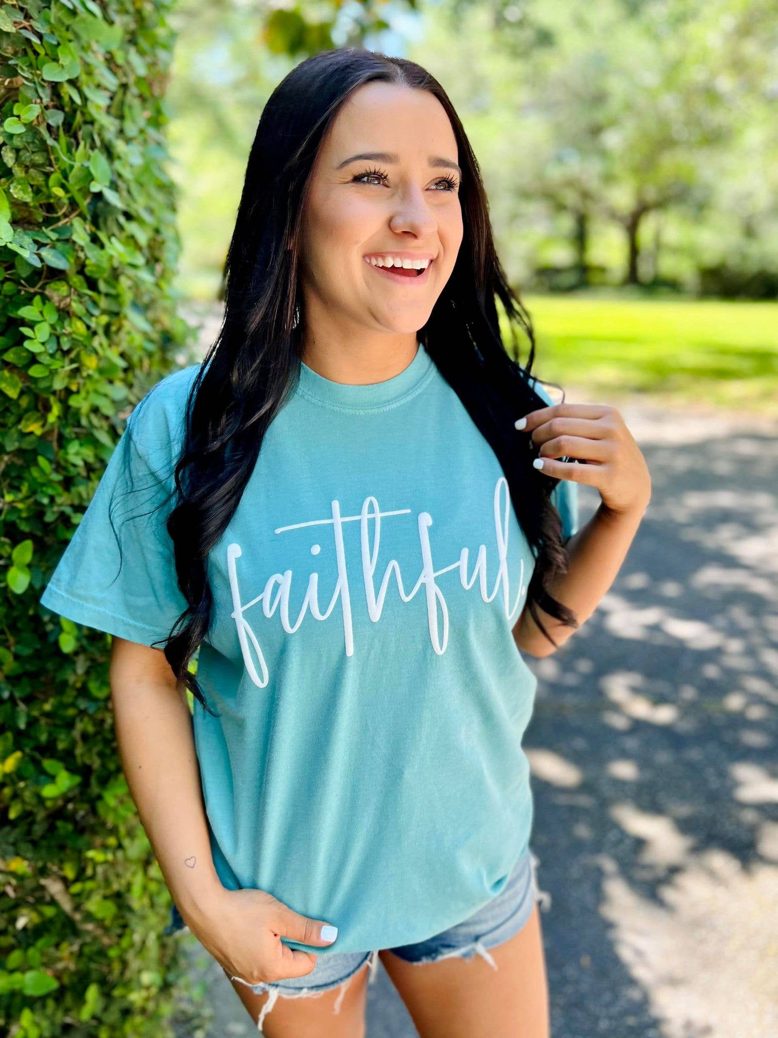 Faithful Script Puff Tee Hoodie, Sweatshirt | PodTeesHub.com