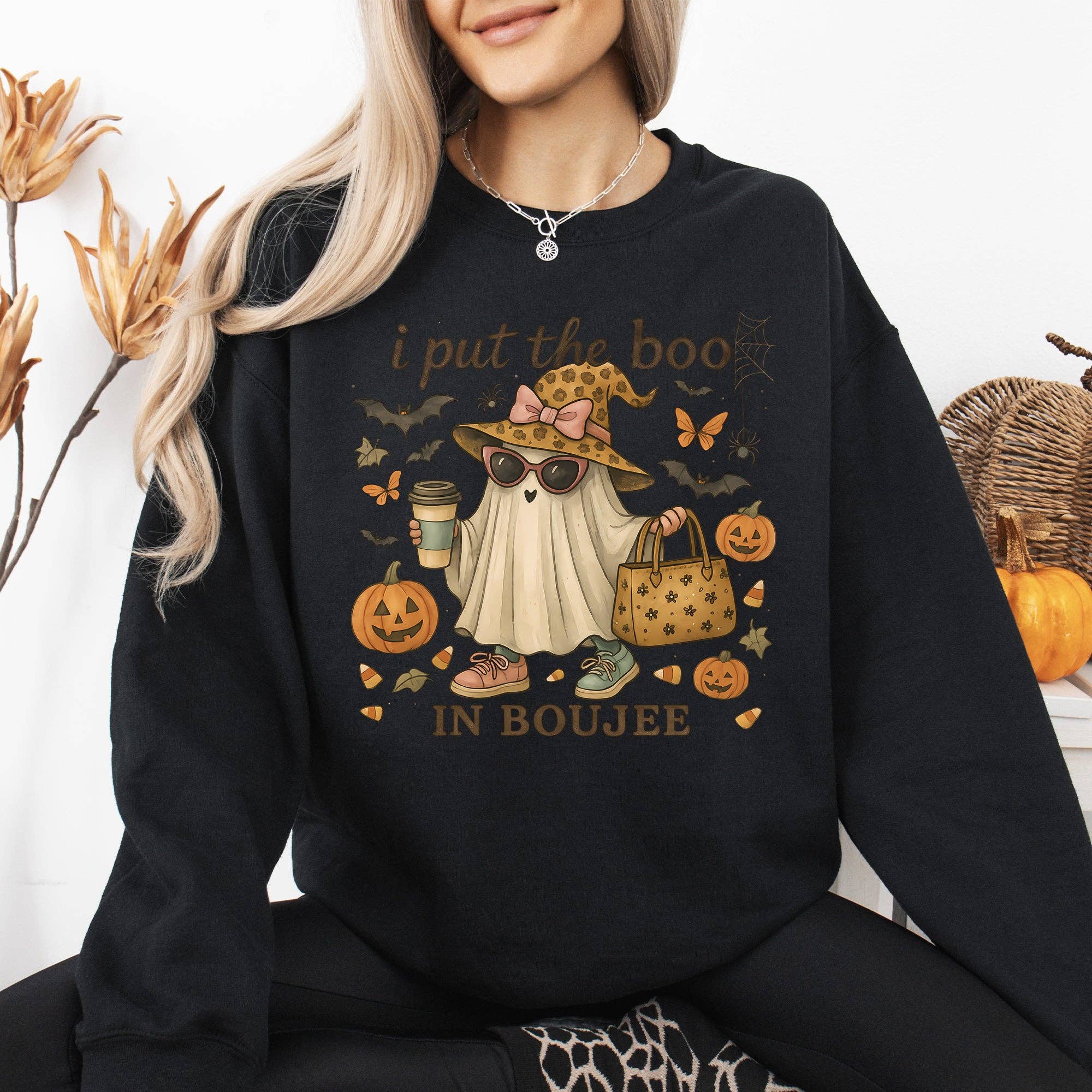 Boujee Ghost, Fancy, Halloween, Spooky Graphic Sweatshirt T-Shirts, Hoodie | PodTeesHub.com