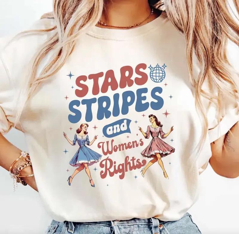 4th of July Feminist Shirt, Stars Stripes And Women's Rights T-Shirt, Fourth Of July Shirt, Feminist Graphic Tee, Girl...