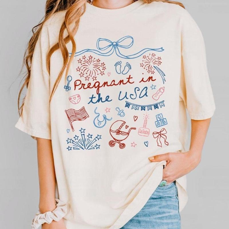 4th of July Pregnancy Announcement Shirt,  Red  White and Due Maternity Tshirt, Pregnancy Reveal Tee, Patriotic T-Shirt...