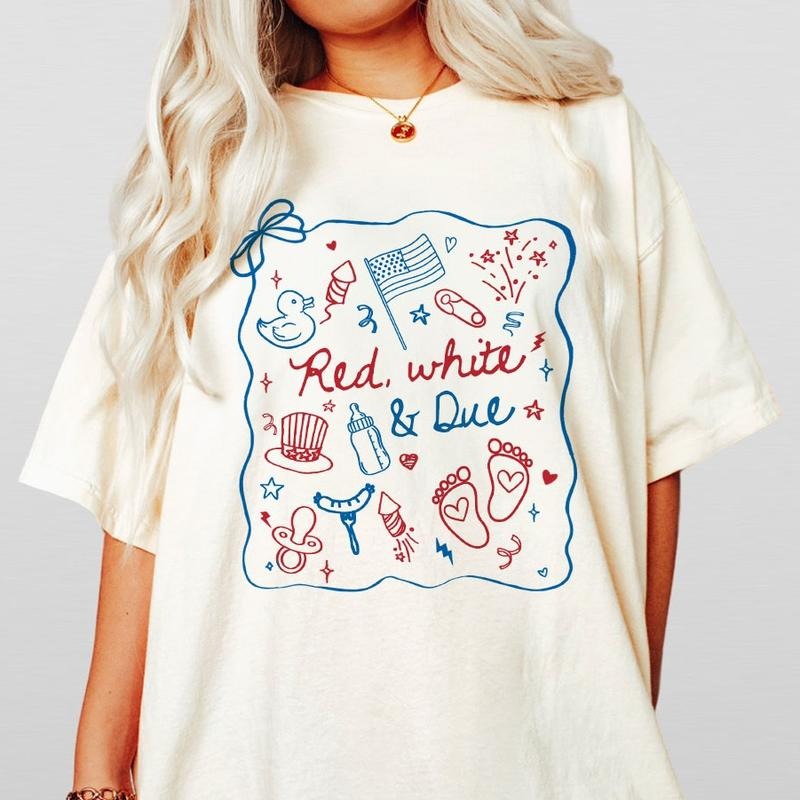 4th of July Pregnancy Announcement Shirt, Patriotic Mom TShirt, Summer Girl Pregnant, American Mama Gifts, Red,White and...