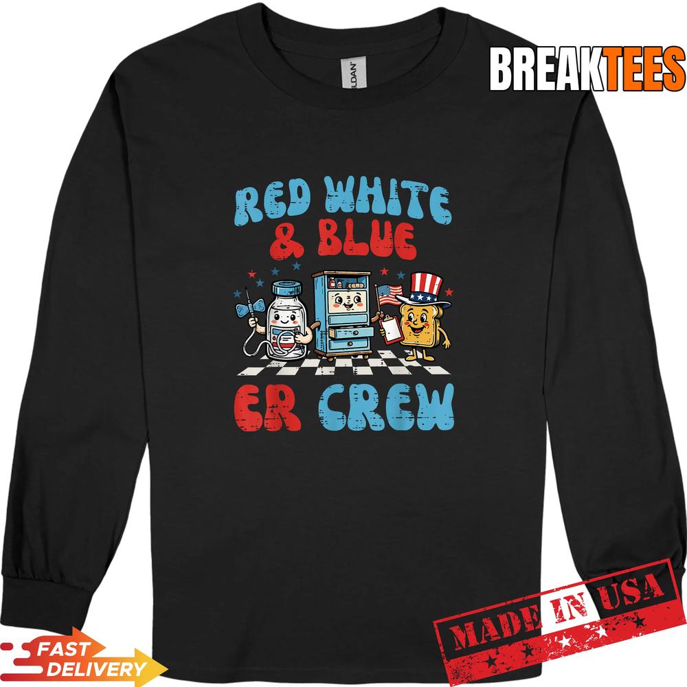 4th of July Red White Blue ER Crew T-Shirt