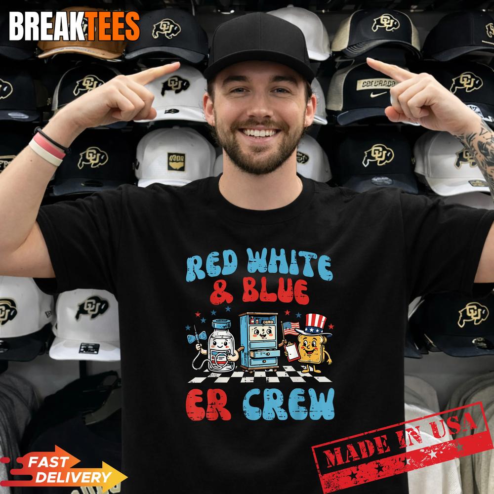 4th of July Red White Blue ER Crew T-Shirt