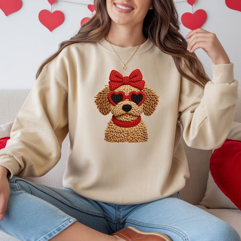 Gildan Crewneck Sweatshirt with Faux Yard Valentine Dog Graphic Comfortable Fit 50/50 Cotton Polyester Blend Perfect for...