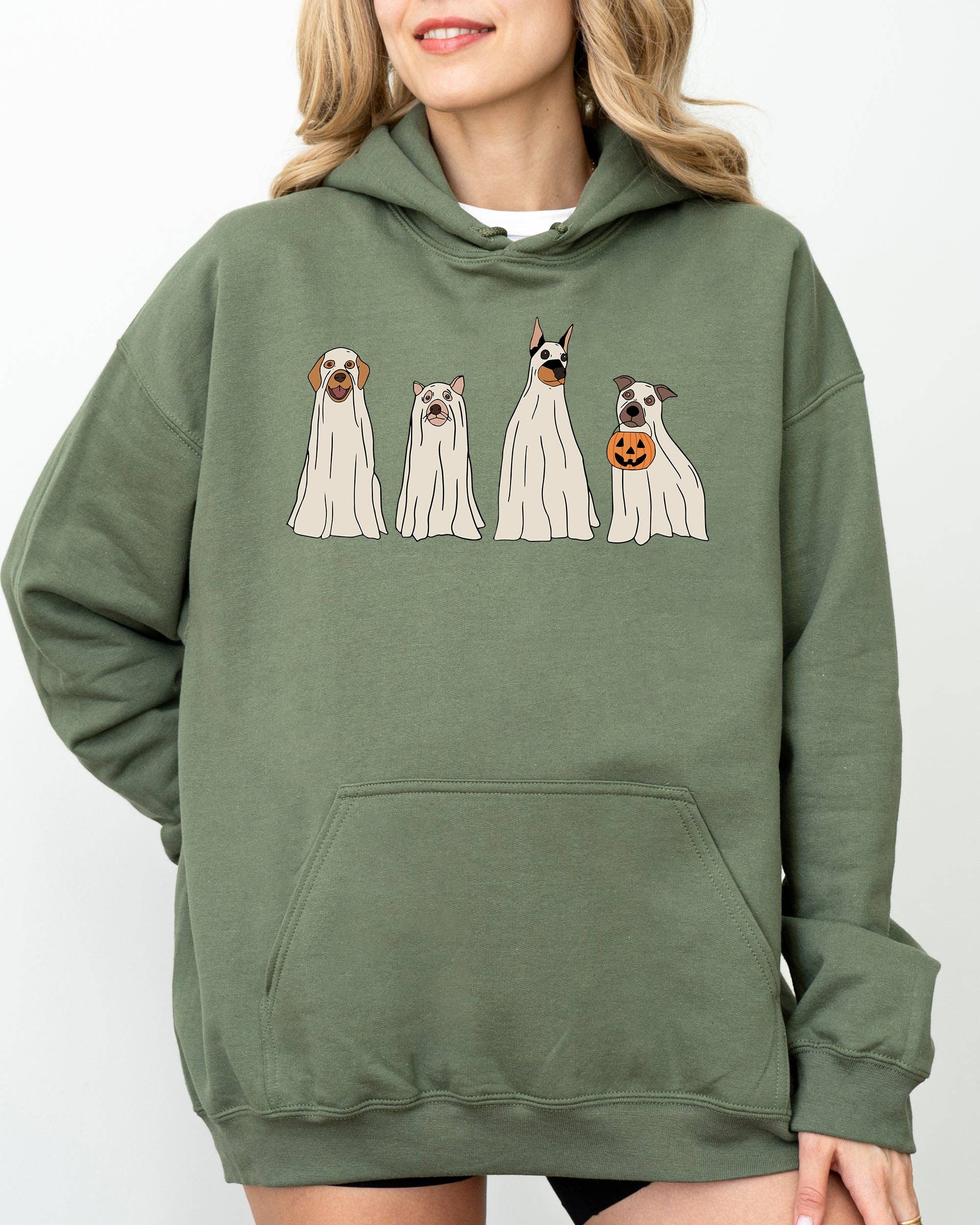 Spooky Ghost Dogs, Bathroom, Funny, Halloween Hoodie T-Shirts, Sweatshirt | PodTeesHub.com
