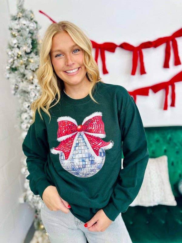Santa Disco Coquette Bow Dtf Sweatshirt T-Shirts, Hoodie | PodTeesHub.com