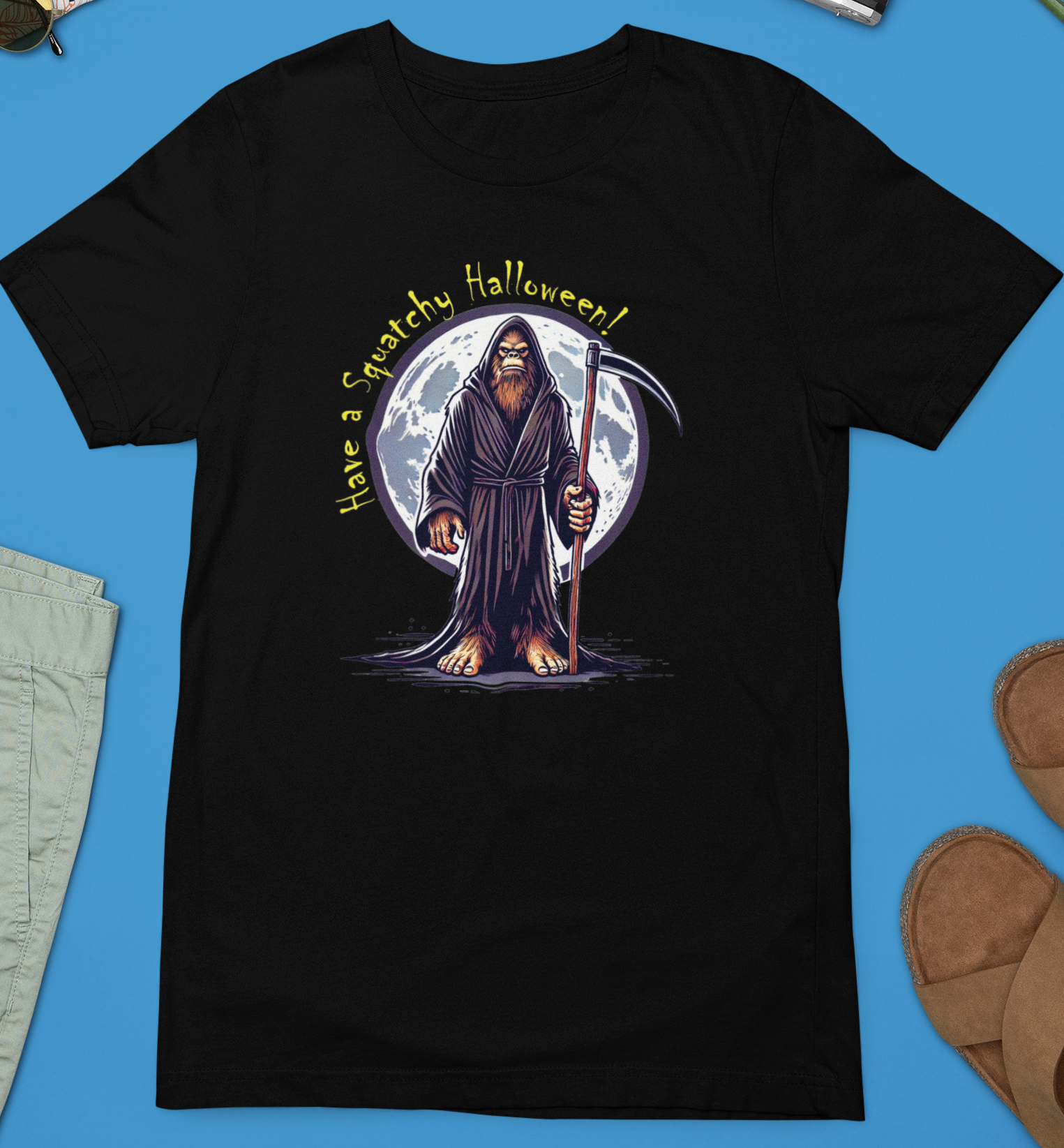 Grim Reaper Halloween Bigfoot T-Shirt Hoodie, Sweatshirt | PodTeesHub.com