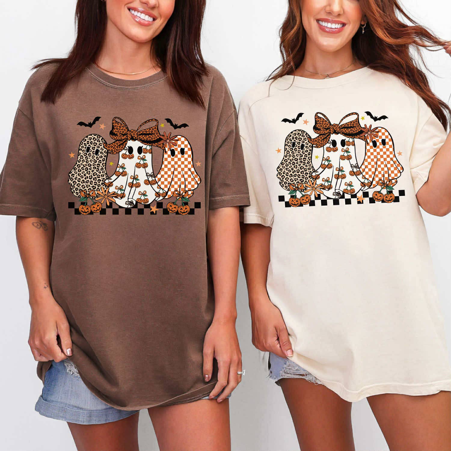 Patterned Ghost Trio Tee Hoodie, Sweatshirt | PodTeesHub.com