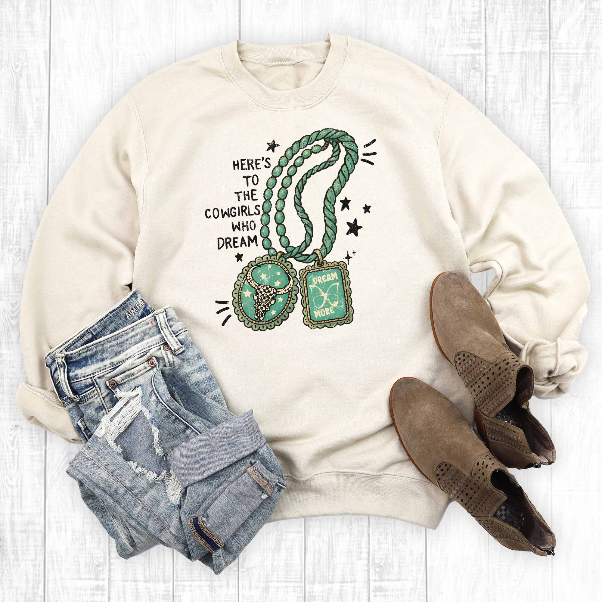 Western Turquoise Here's To the Cowgirls Sweatshirt T-Shirts, Hoodie | PodTeesHub.com